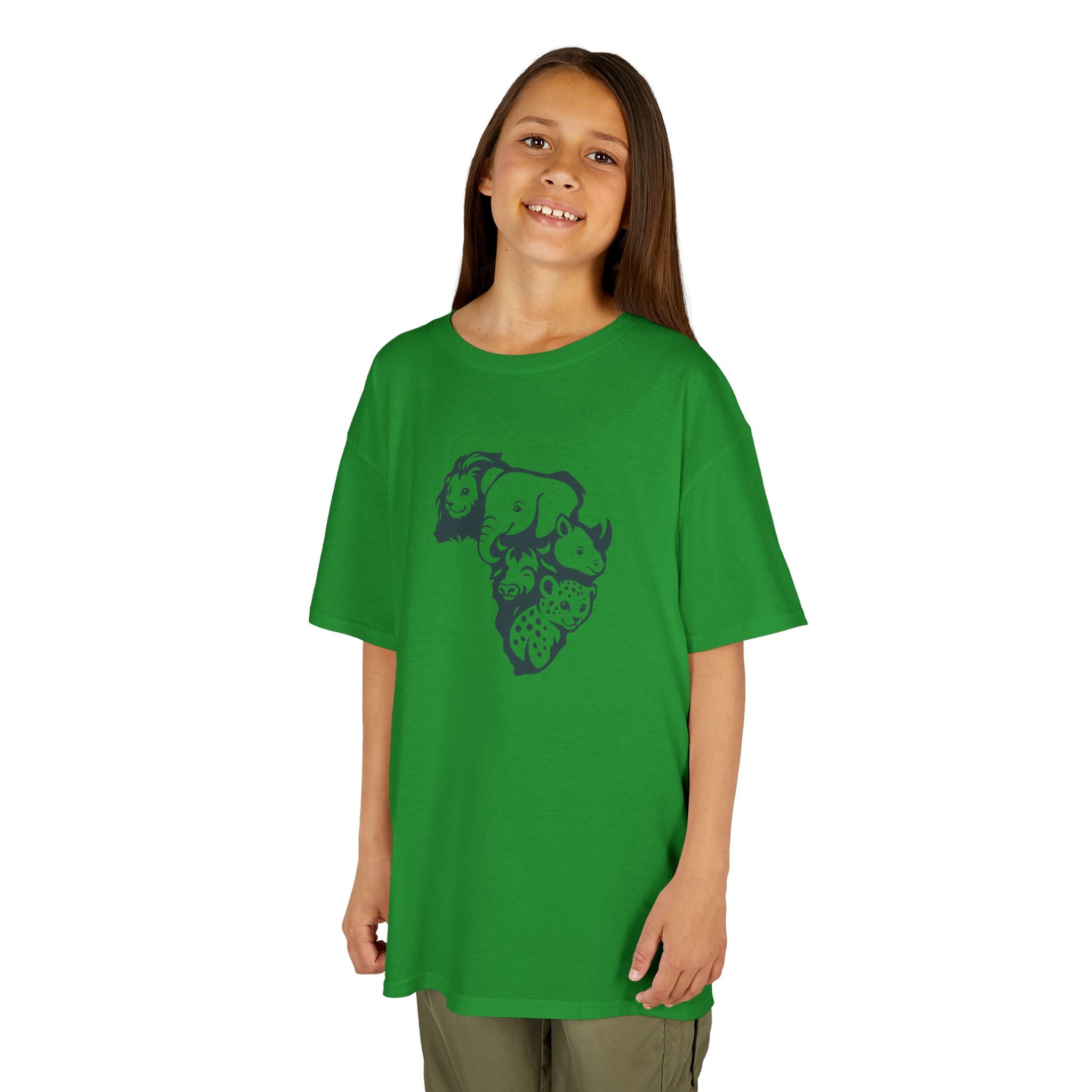 Kids African Big 5 Graphic Tee, Fun T-Shirt for Boys & Girls, Casual Wear, Birthday Gift, Animal Design Tee