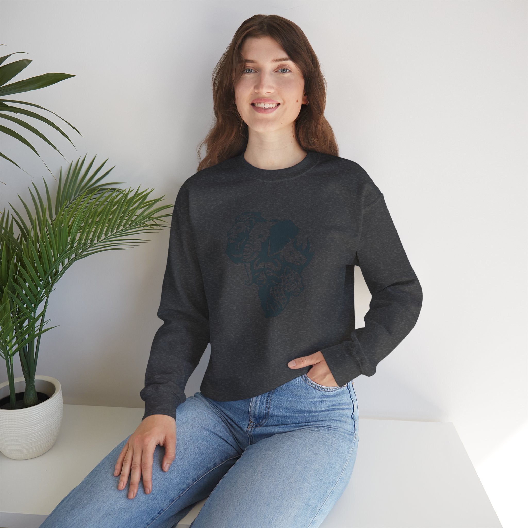 African Big 5 Print Crewneck Sweatshirt, Cozy Sweatshirt, Gift for Animal Lovers, Casual Wear, Unique Design Sweatshirt