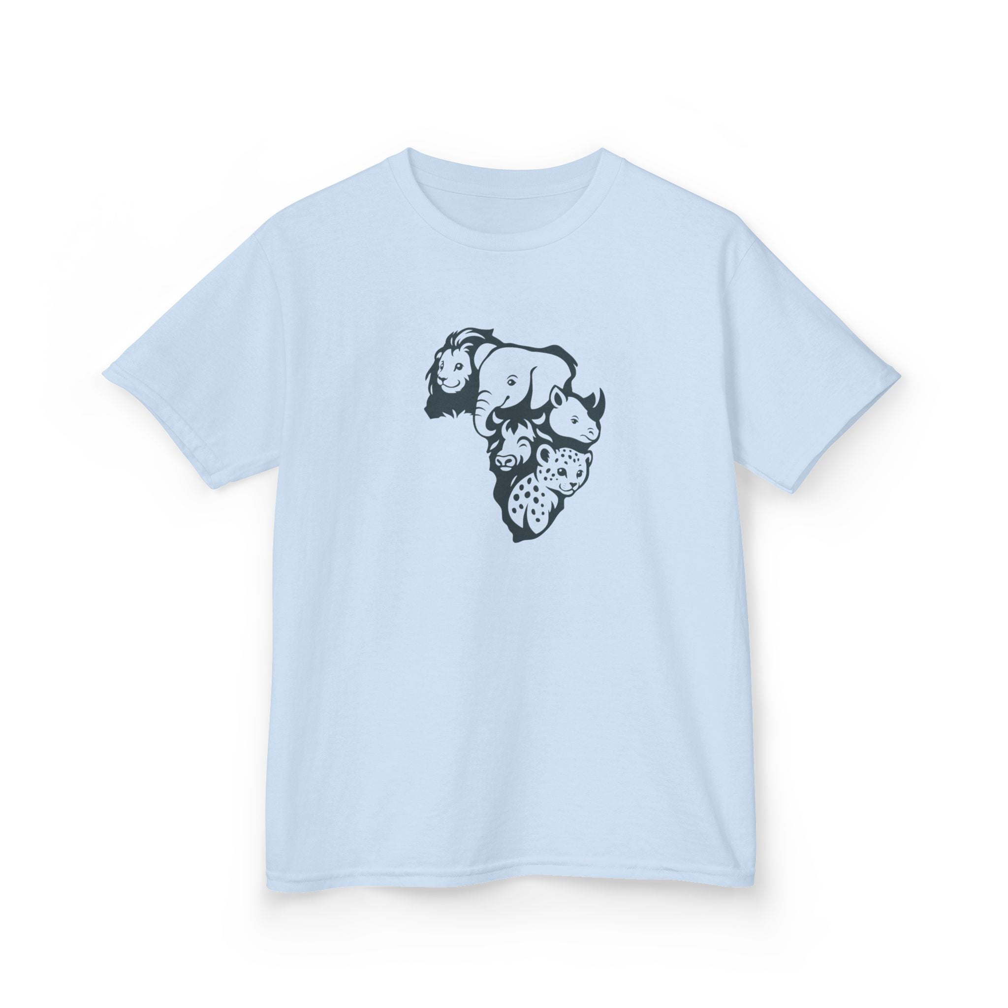 Kids African Big 5 Graphic Tee, Fun T-Shirt for Boys & Girls, Casual Wear, Birthday Gift, Animal Design Tee