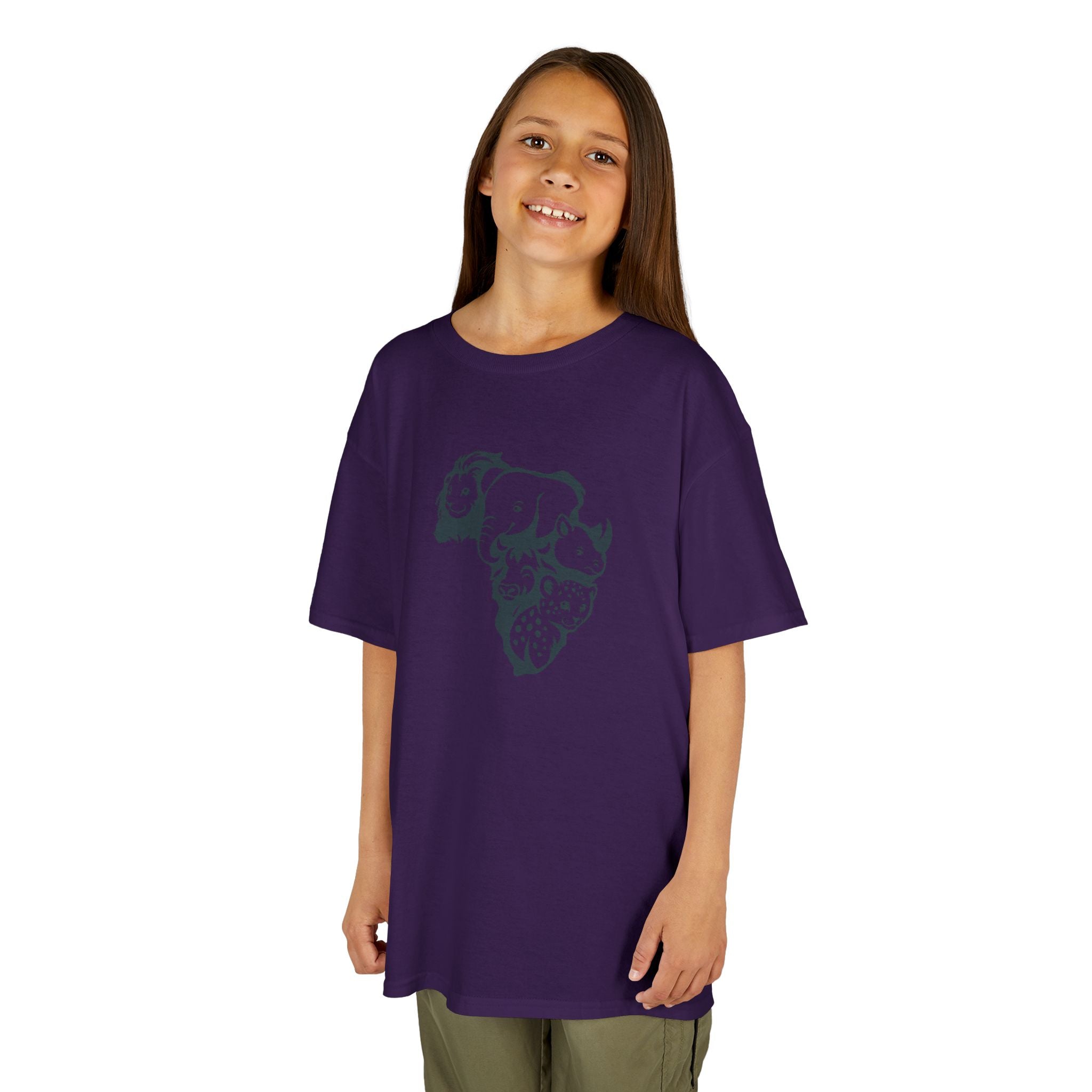 Kids African Big 5 Graphic Tee, Fun T-Shirt for Boys & Girls, Casual Wear, Birthday Gift, Animal Design Tee