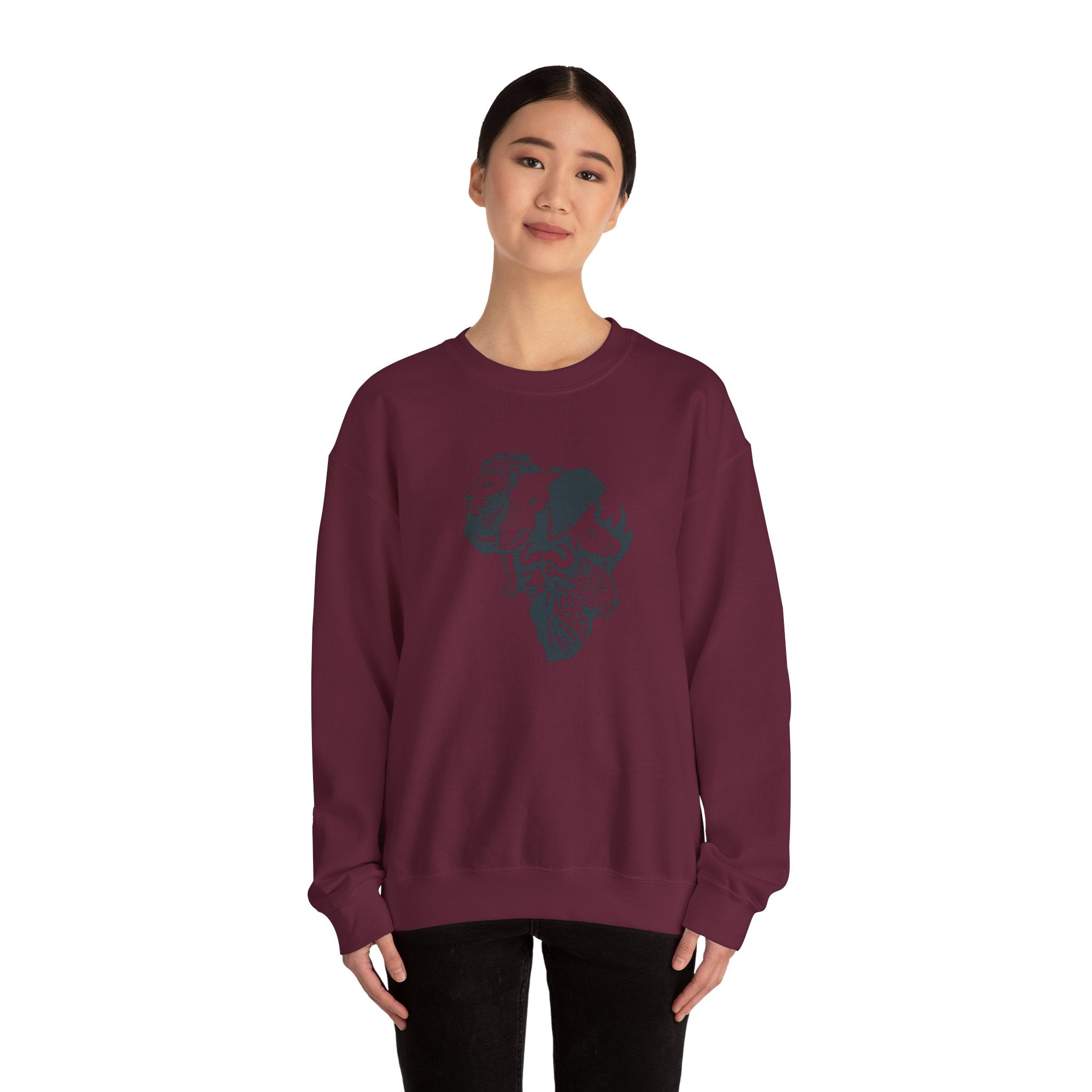 African Big 5 Print Crewneck Sweatshirt, Cozy Sweatshirt, Gift for Animal Lovers, Casual Wear, Unique Design Sweatshirt