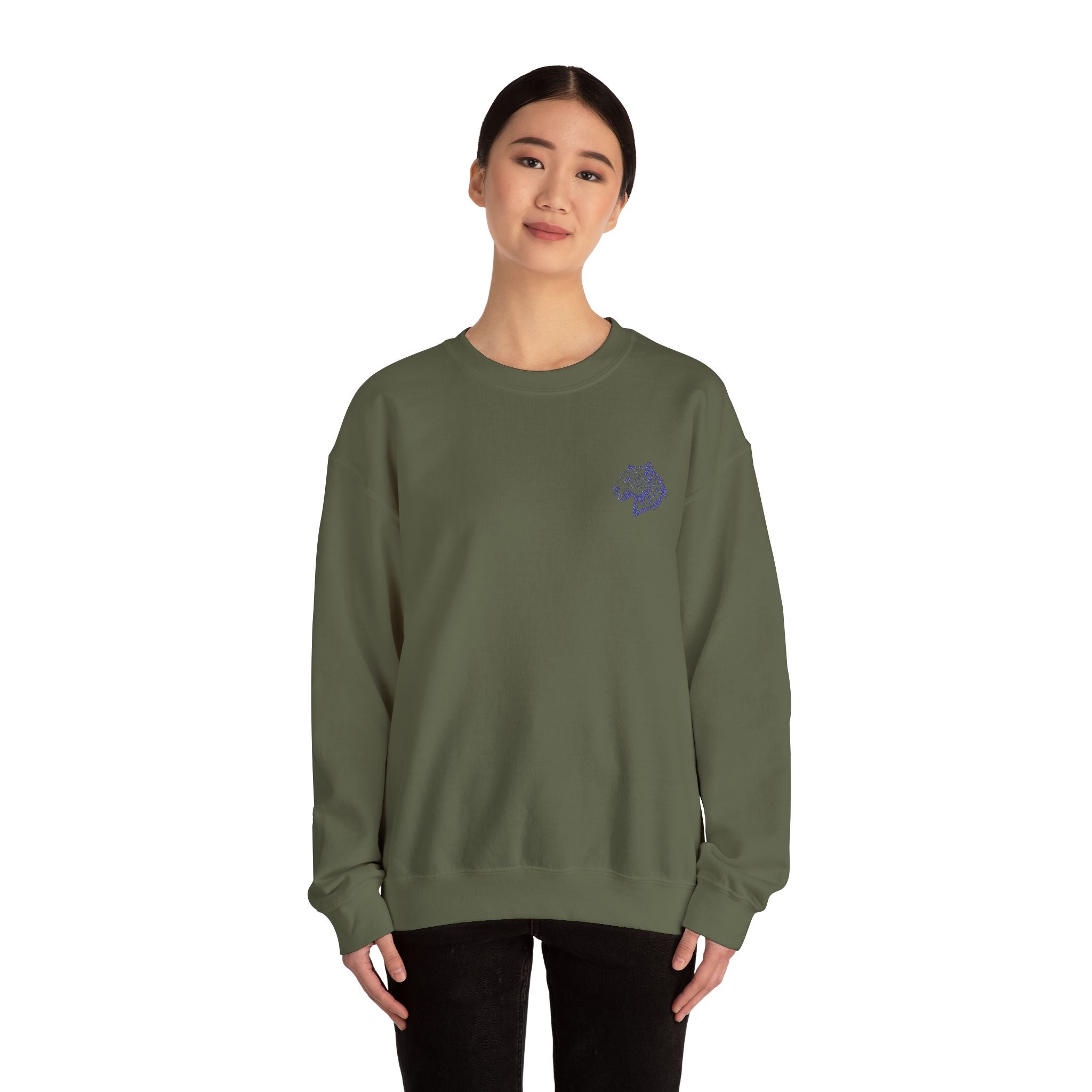 Leopard Minimalist Unisex Heavy Blend™ Crewneck Sweatshirt - Cozy Casual Wear, Perfect Gift for Him/Her, Ideal for Fall/Winter