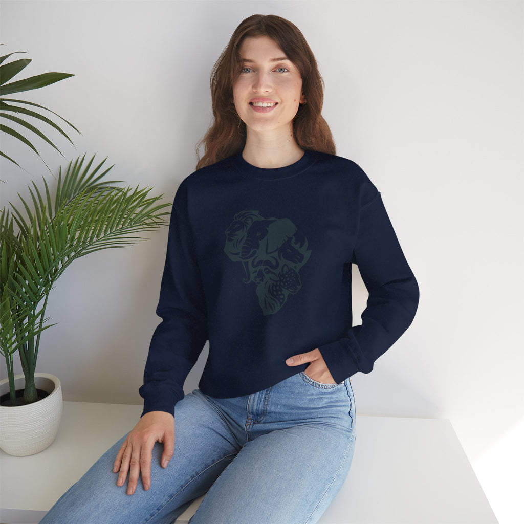 African Big 5 Print Crewneck Sweatshirt, Cozy Sweatshirt, Gift for Animal Lovers, Casual Wear, Unique Design Sweatshirt