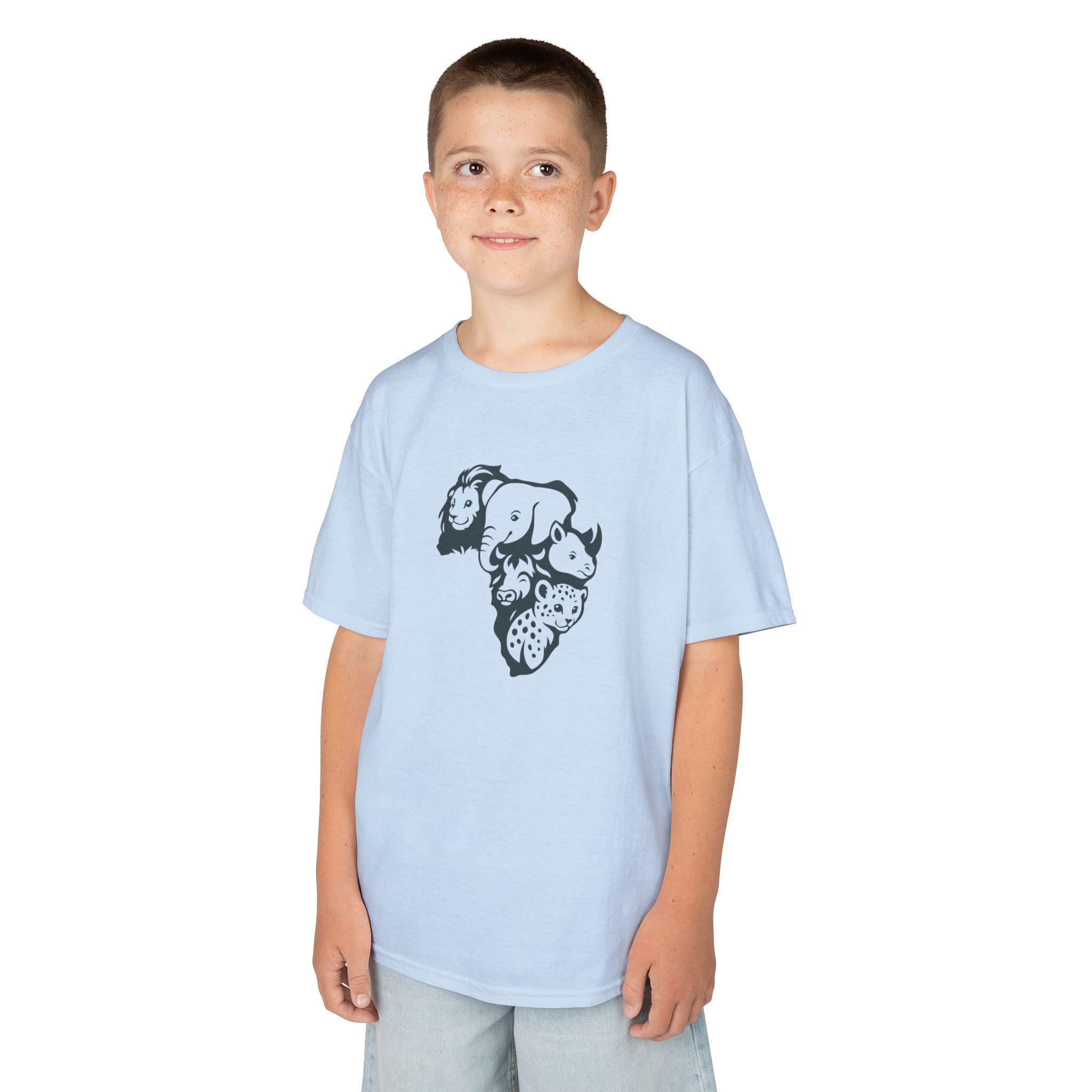 Kids African Big 5 Graphic Tee, Fun T-Shirt for Boys & Girls, Casual Wear, Birthday Gift, Animal Design Tee