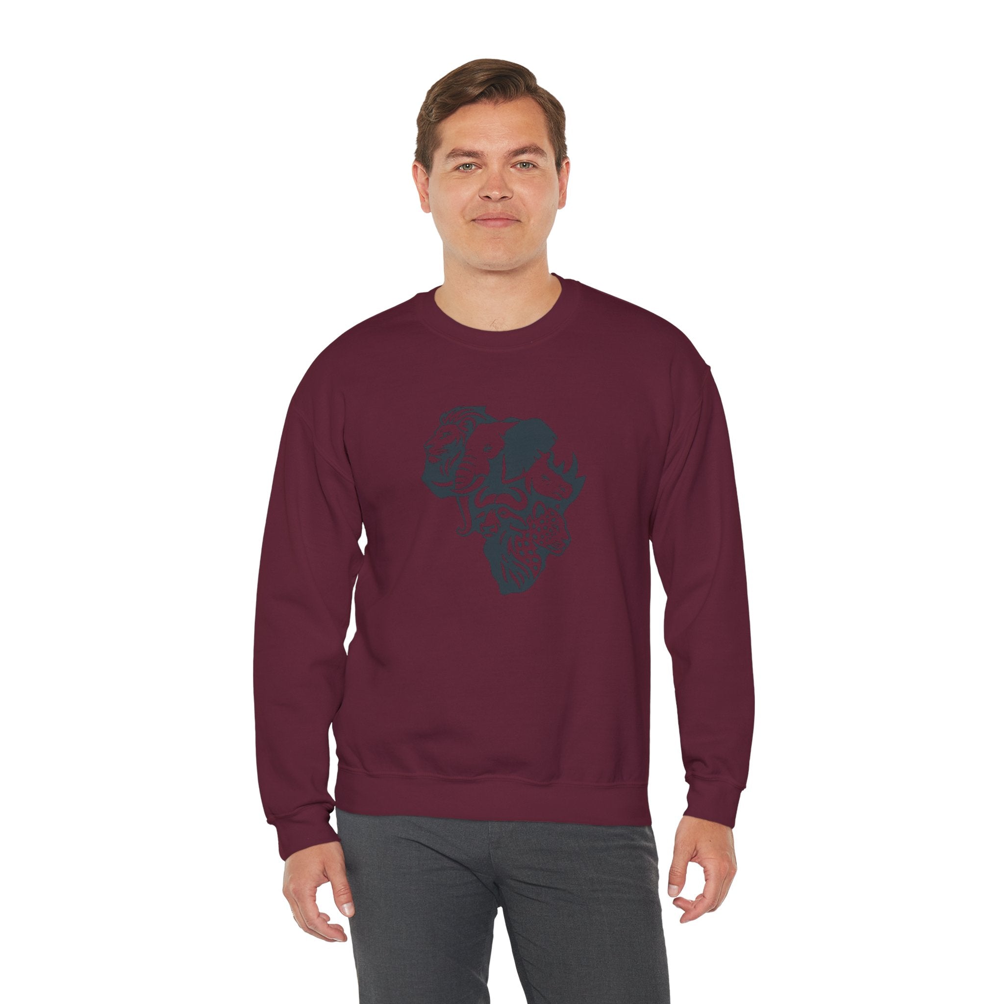 African Big 5 Print Crewneck Sweatshirt, Cozy Sweatshirt, Gift for Animal Lovers, Casual Wear, Unique Design Sweatshirt