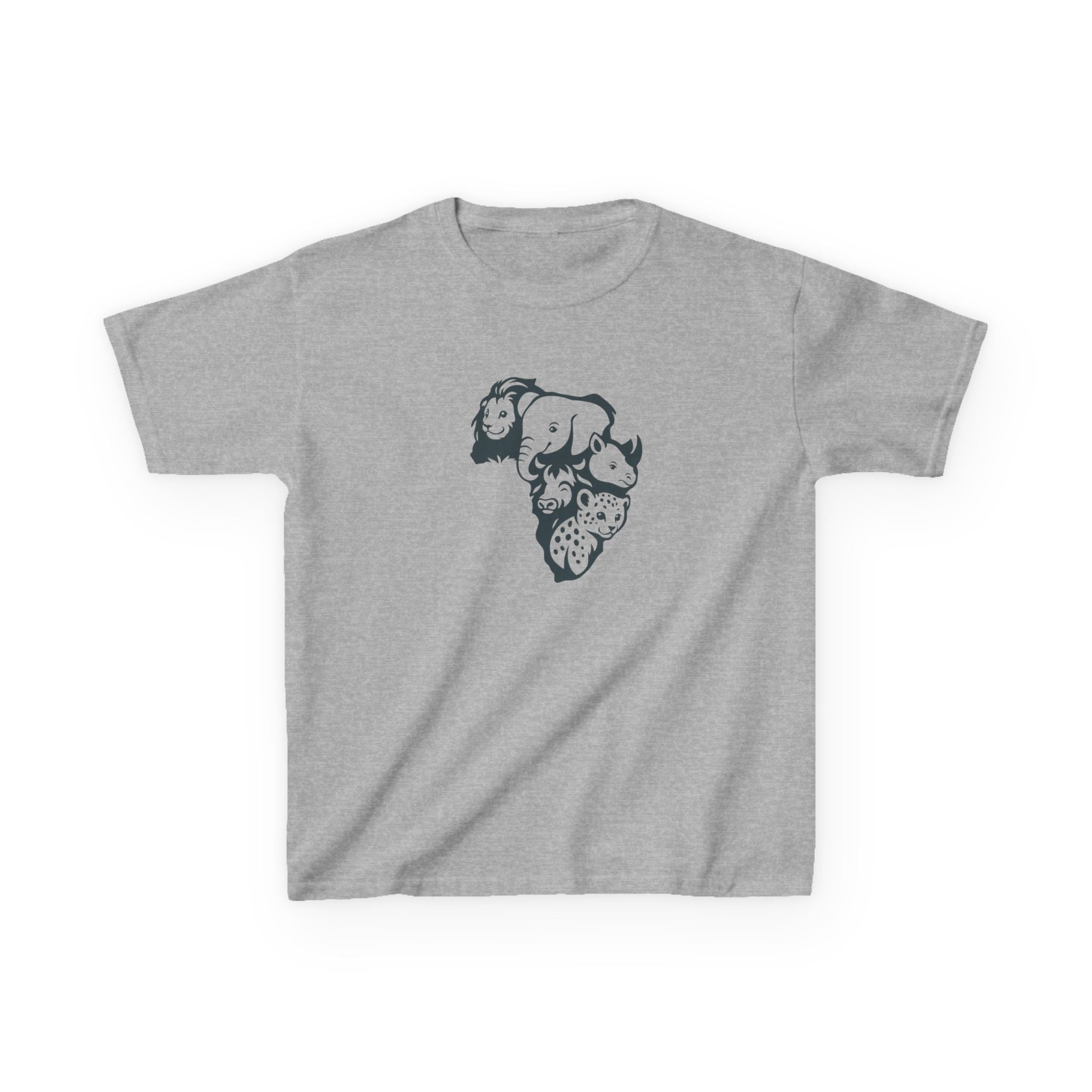 Kids African Big 5 Graphic Tee, Fun T-Shirt for Boys & Girls, Casual Wear, Birthday Gift, Animal Design Tee
