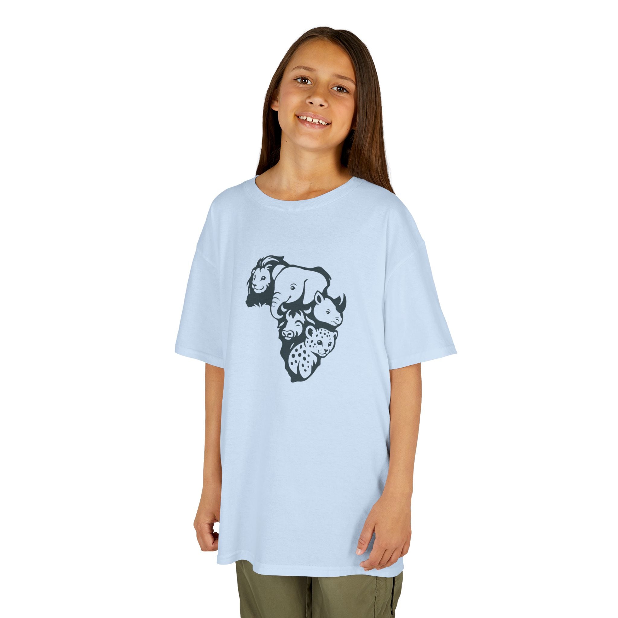 Kids African Big 5 Graphic Tee, Fun T-Shirt for Boys & Girls, Casual Wear, Birthday Gift, Animal Design Tee