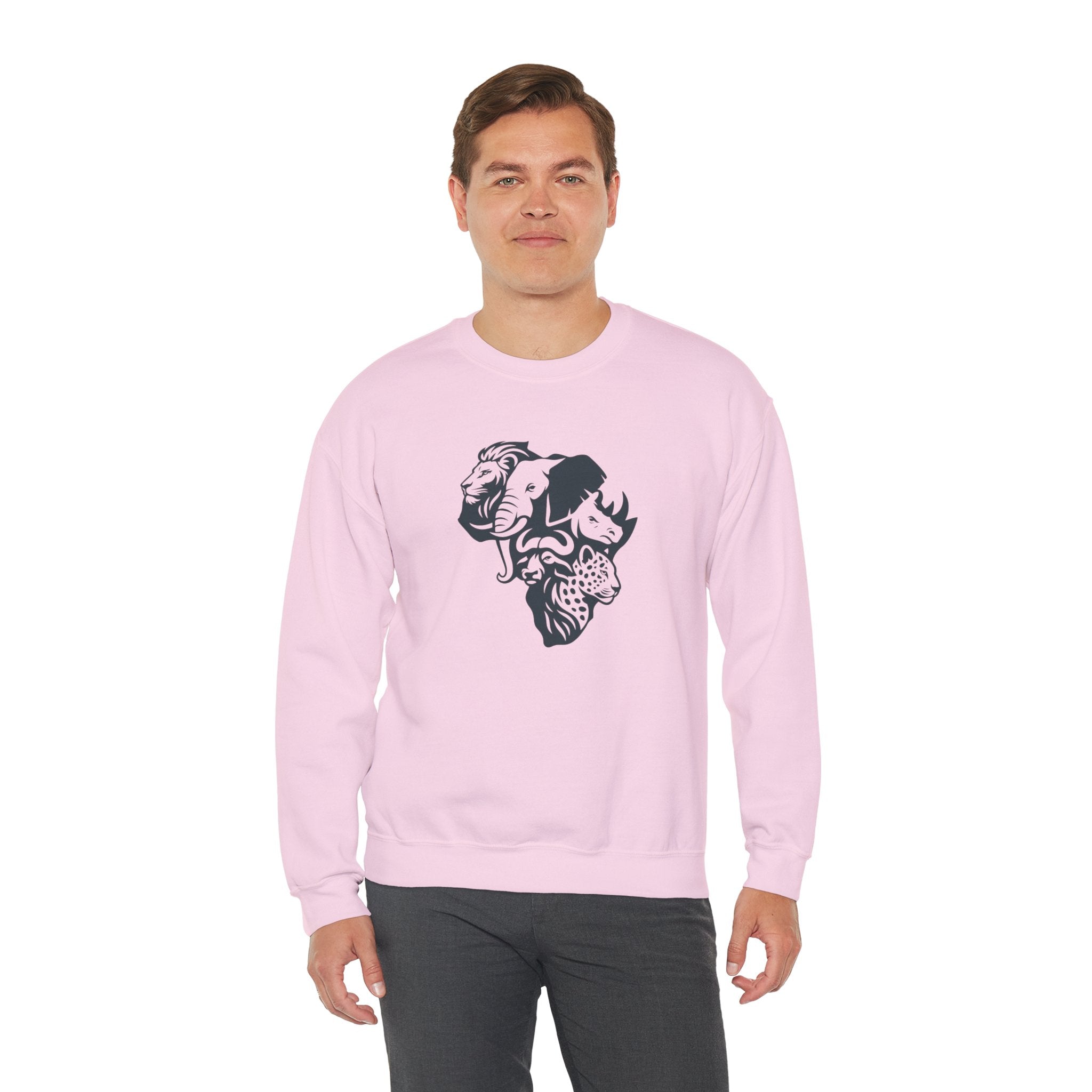 African Big 5 Print Crewneck Sweatshirt, Cozy Sweatshirt, Gift for Animal Lovers, Casual Wear, Unique Design Sweatshirt