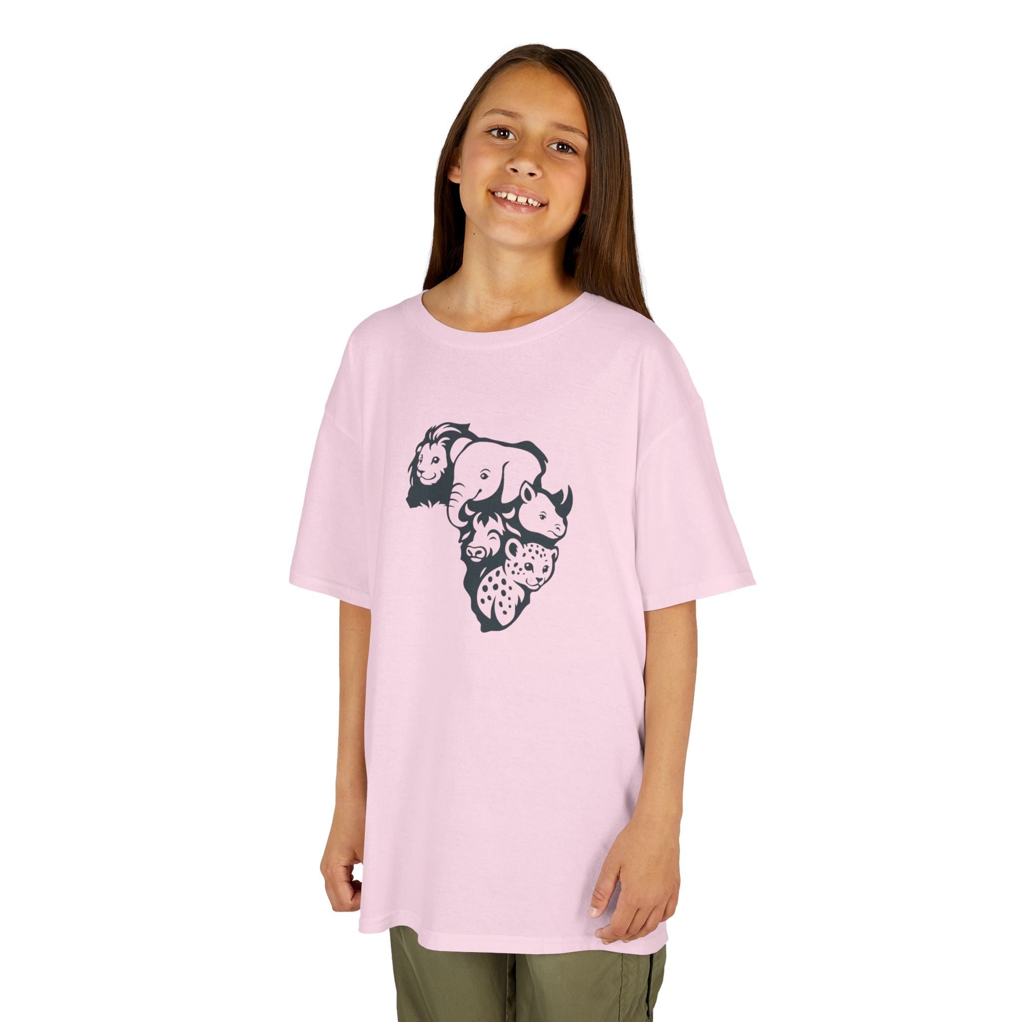 Kids African Big 5 Graphic Tee, Fun T-Shirt for Boys & Girls, Casual Wear, Birthday Gift, Animal Design Tee