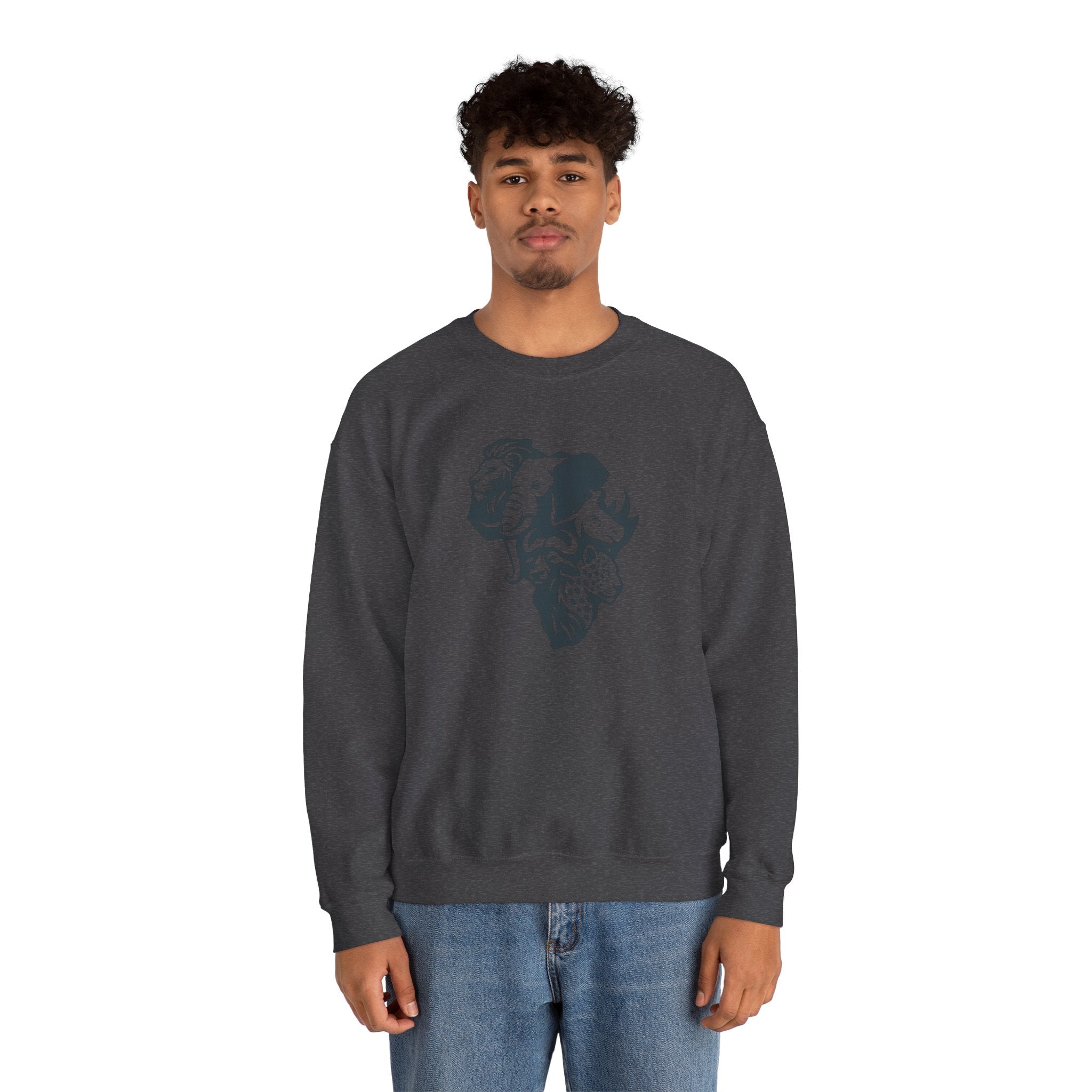 African Big 5 Print Crewneck Sweatshirt, Cozy Sweatshirt, Gift for Animal Lovers, Casual Wear, Unique Design Sweatshirt