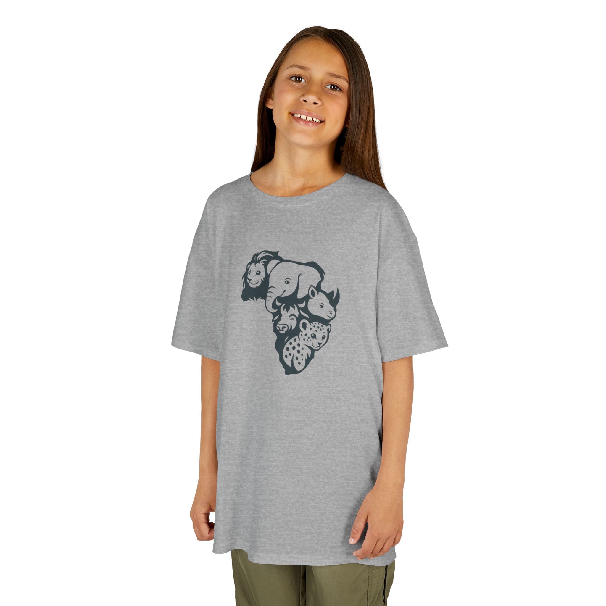 Kids African Big 5 Graphic Tee, Fun T-Shirt for Boys & Girls, Casual Wear, Birthday Gift, Animal Design Tee