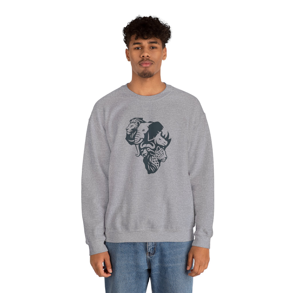 African Big 5 Print Crewneck Sweatshirt, Cozy Sweatshirt, Gift for Animal Lovers, Casual Wear, Unique Design Sweatshirt