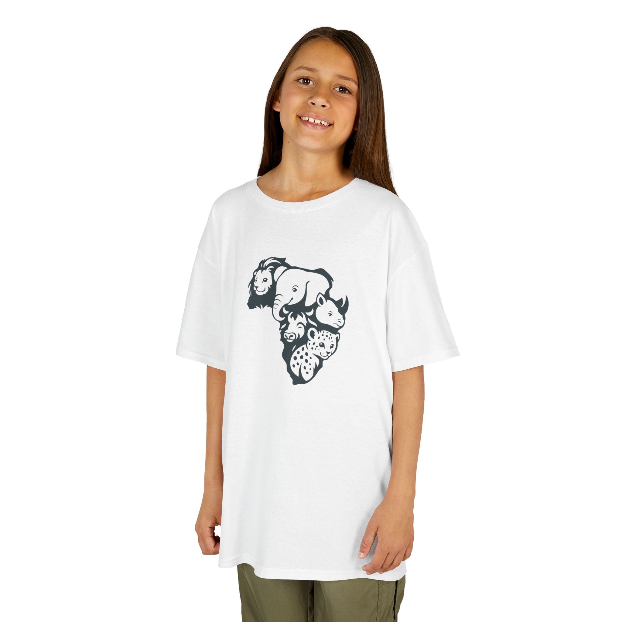 Kids African Big 5 Graphic Tee, Fun T-Shirt for Boys & Girls, Casual Wear, Birthday Gift, Animal Design Tee