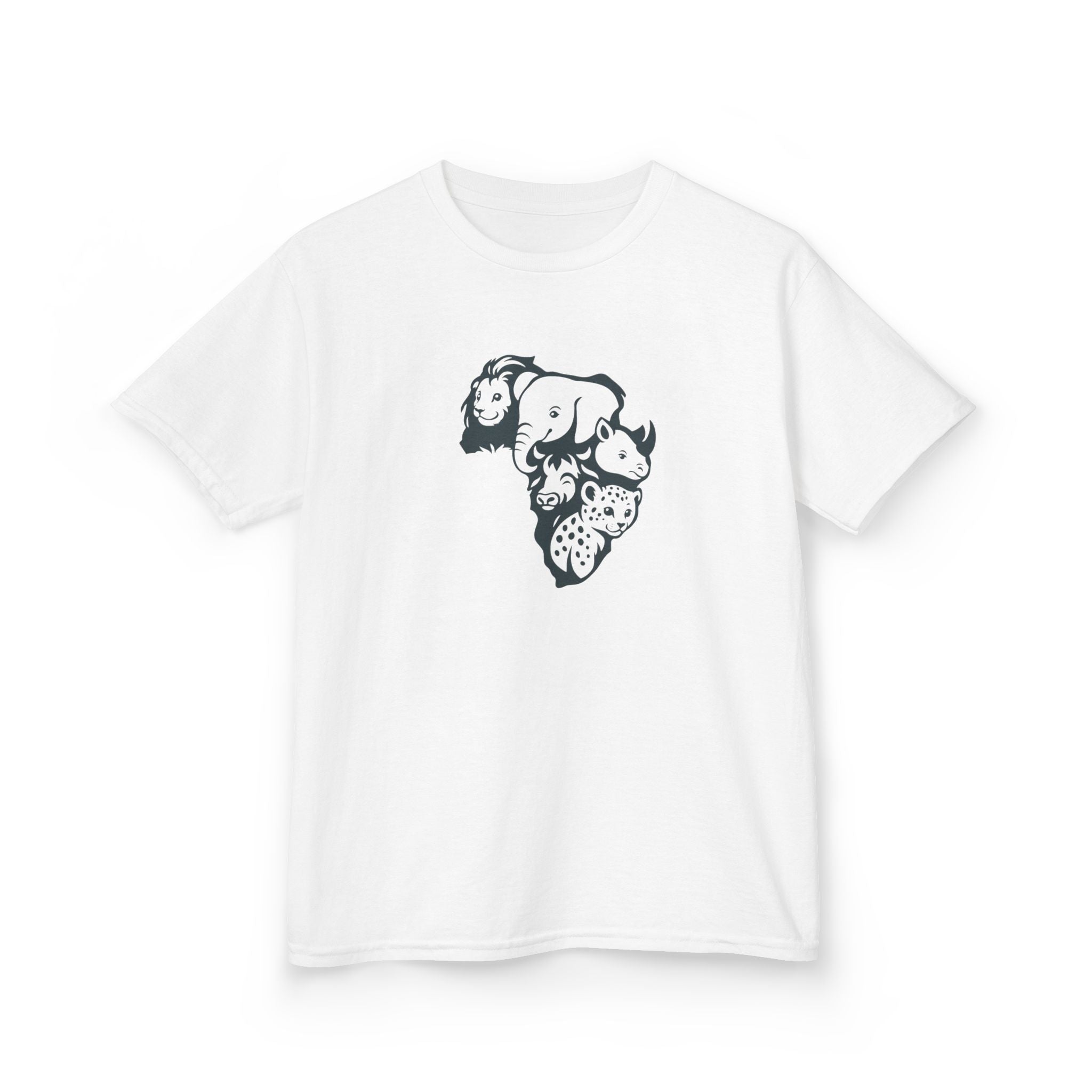 Kids African Big 5 Graphic Tee, Fun T-Shirt for Boys & Girls, Casual Wear, Birthday Gift, Animal Design Tee