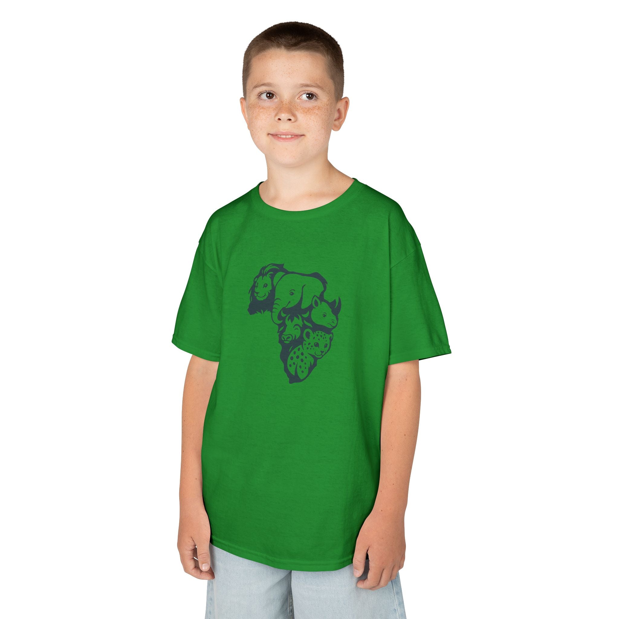 Kids African Big 5 Graphic Tee, Fun T-Shirt for Boys & Girls, Casual Wear, Birthday Gift, Animal Design Tee