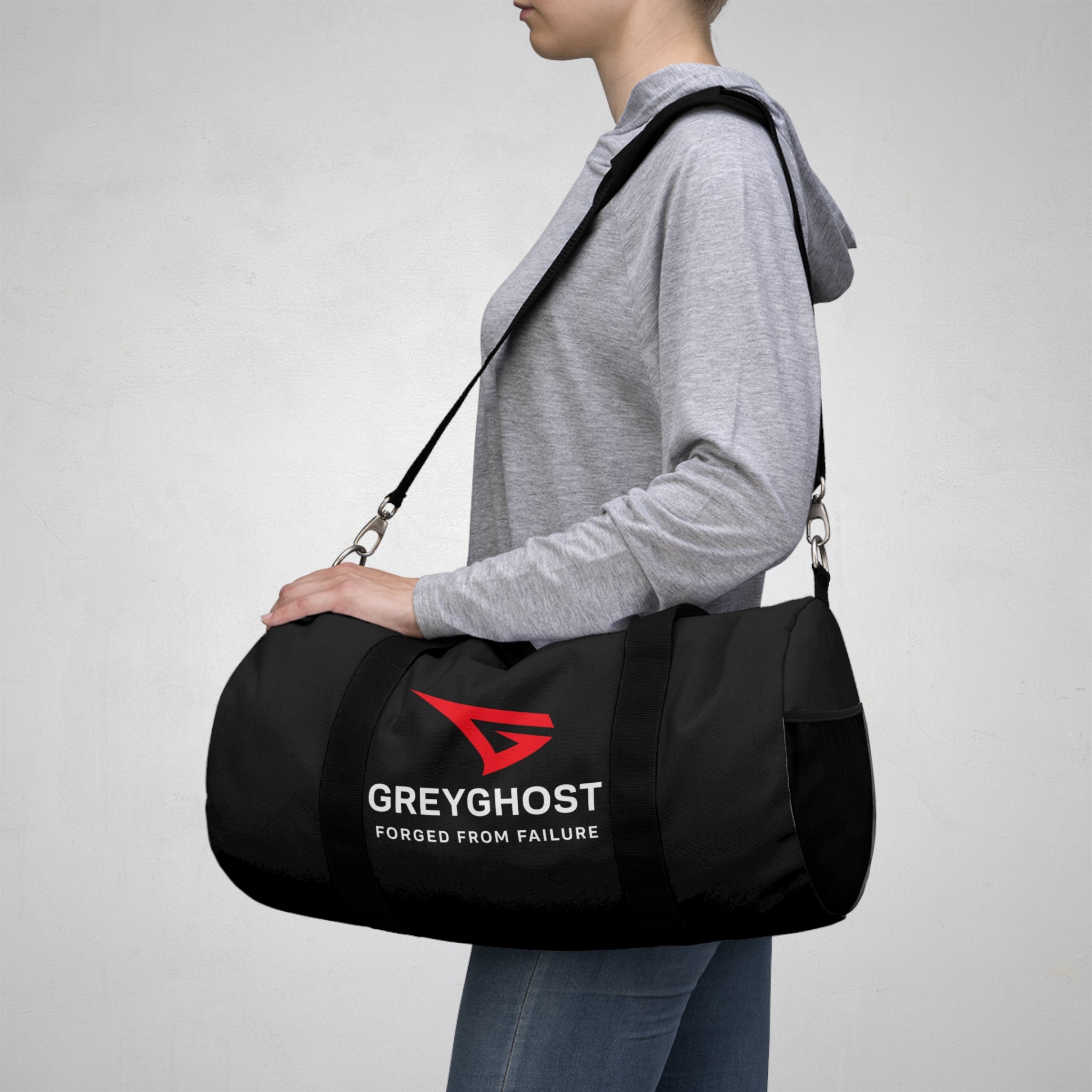 GreyGhost “Forged from Failure” Duffel Bag – Gym, Sport & Fitness Companion