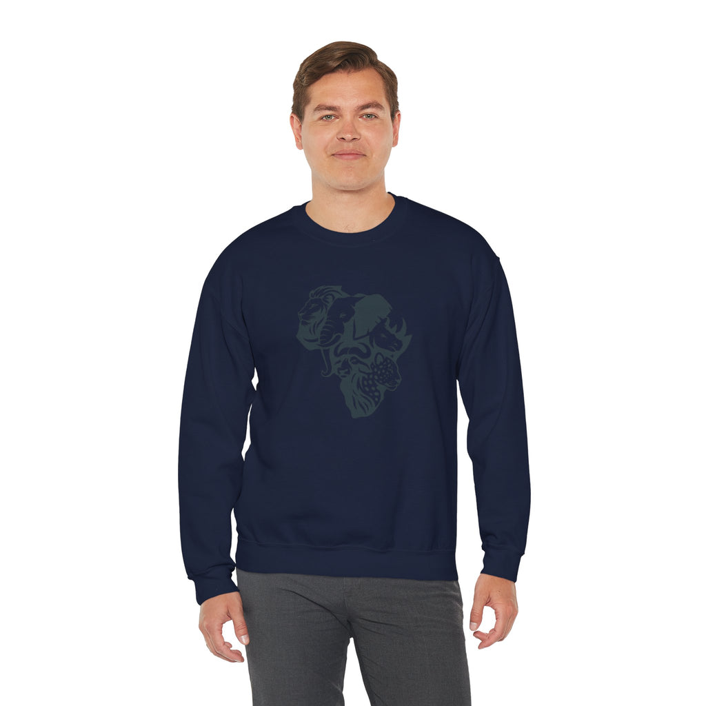 African Big 5 Print Crewneck Sweatshirt, Cozy Sweatshirt, Gift for Animal Lovers, Casual Wear, Unique Design Sweatshirt