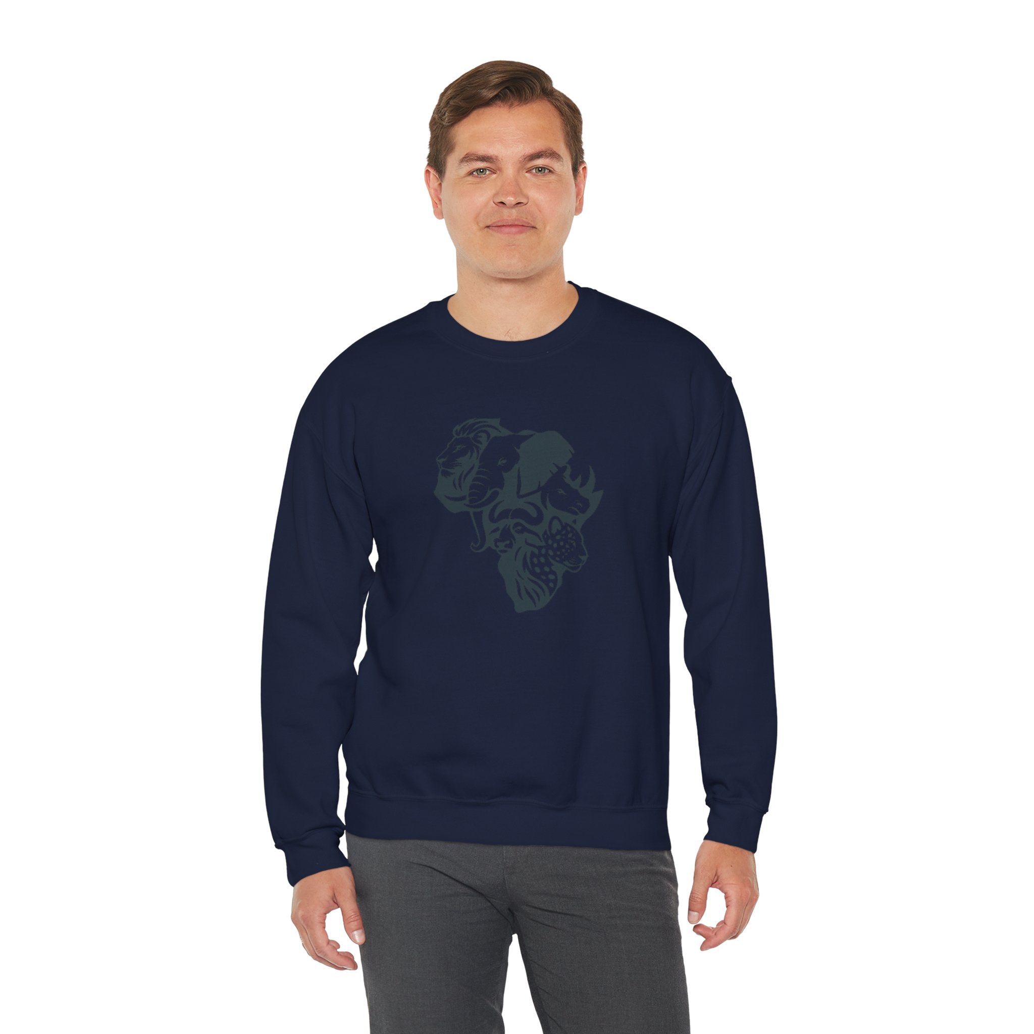 African Big 5 Print Crewneck Sweatshirt, Cozy Sweatshirt, Gift for Animal Lovers, Casual Wear, Unique Design Sweatshirt