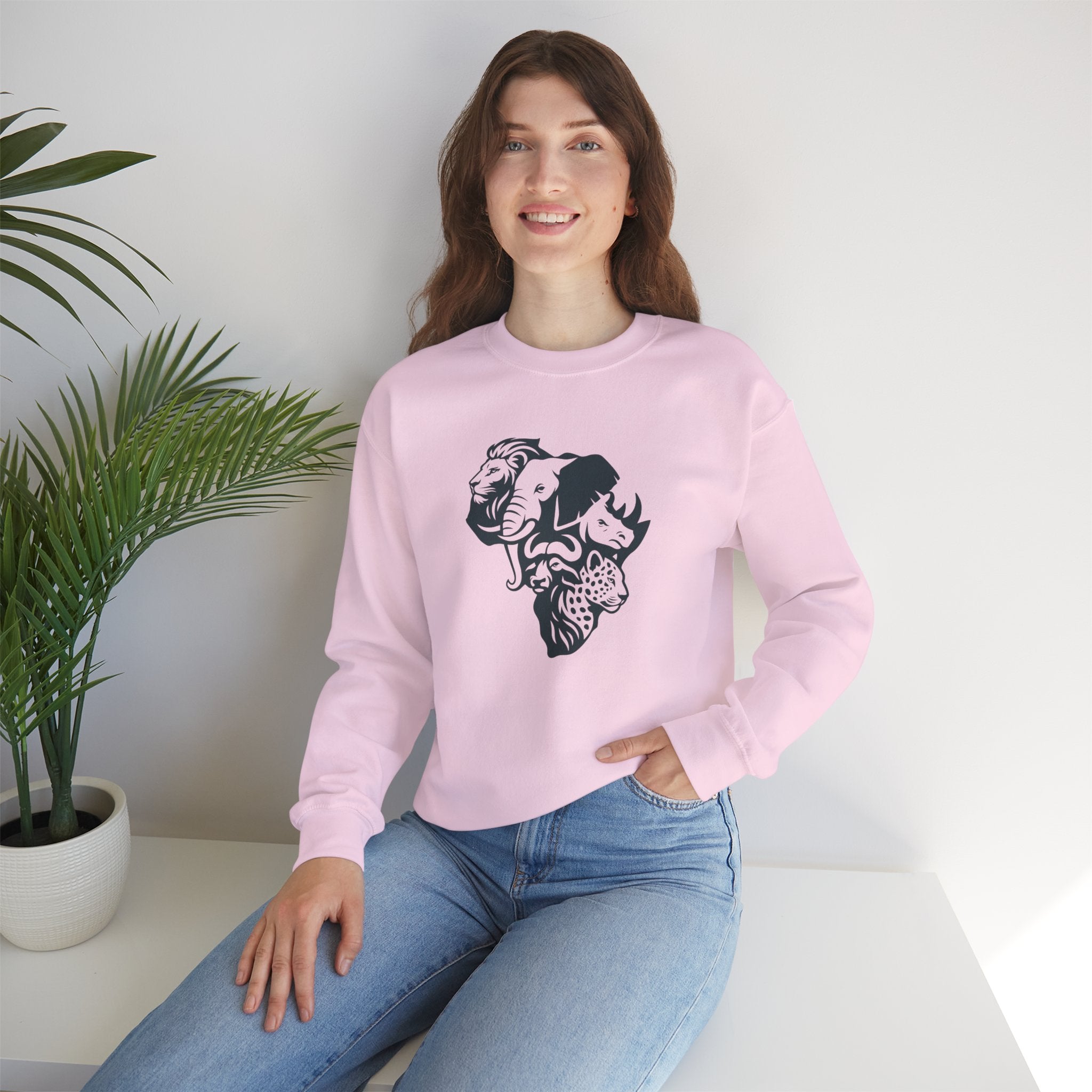 African Big 5 Print Crewneck Sweatshirt, Cozy Sweatshirt, Gift for Animal Lovers, Casual Wear, Unique Design Sweatshirt