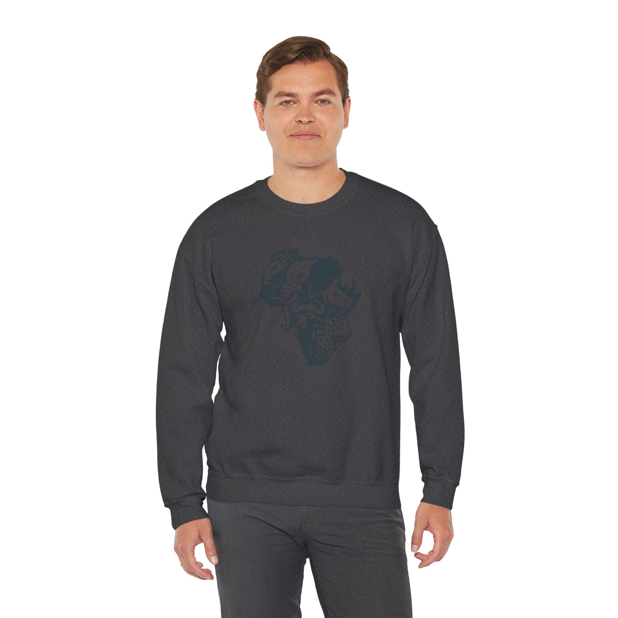 African Big 5 Print Crewneck Sweatshirt, Cozy Sweatshirt, Gift for Animal Lovers, Casual Wear, Unique Design Sweatshirt