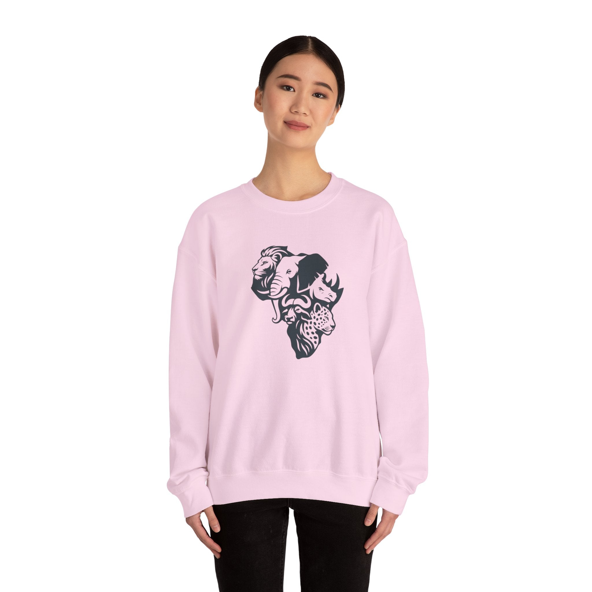 African Big 5 Print Crewneck Sweatshirt, Cozy Sweatshirt, Gift for Animal Lovers, Casual Wear, Unique Design Sweatshirt