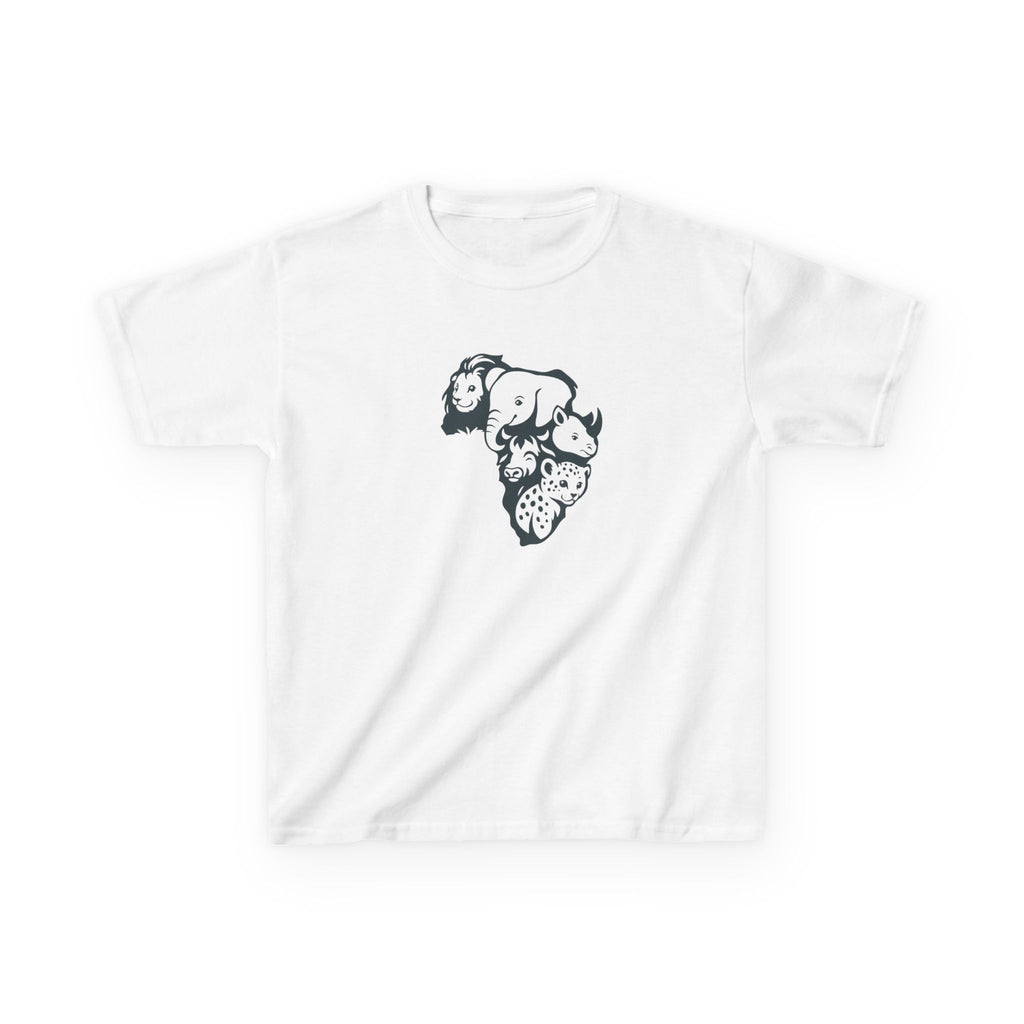 Kids African Big 5 Graphic Tee, Fun T-Shirt for Boys & Girls, Casual Wear, Birthday Gift, Animal Design Tee