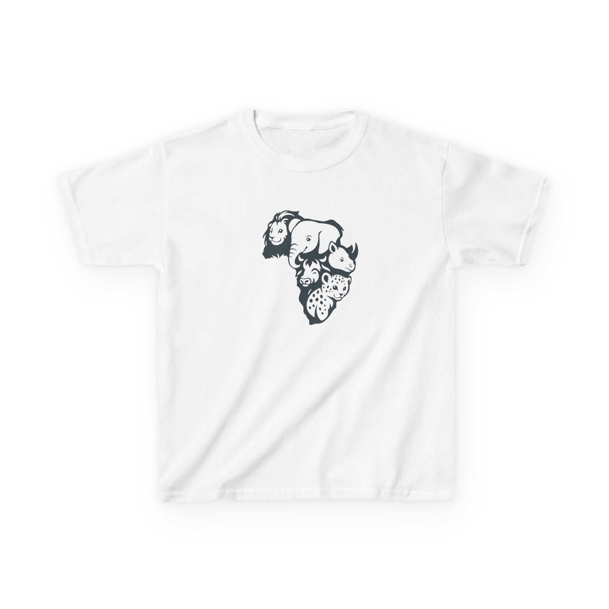 Kids African Big 5 Graphic Tee, Fun T-Shirt for Boys & Girls, Casual Wear, Birthday Gift, Animal Design Tee