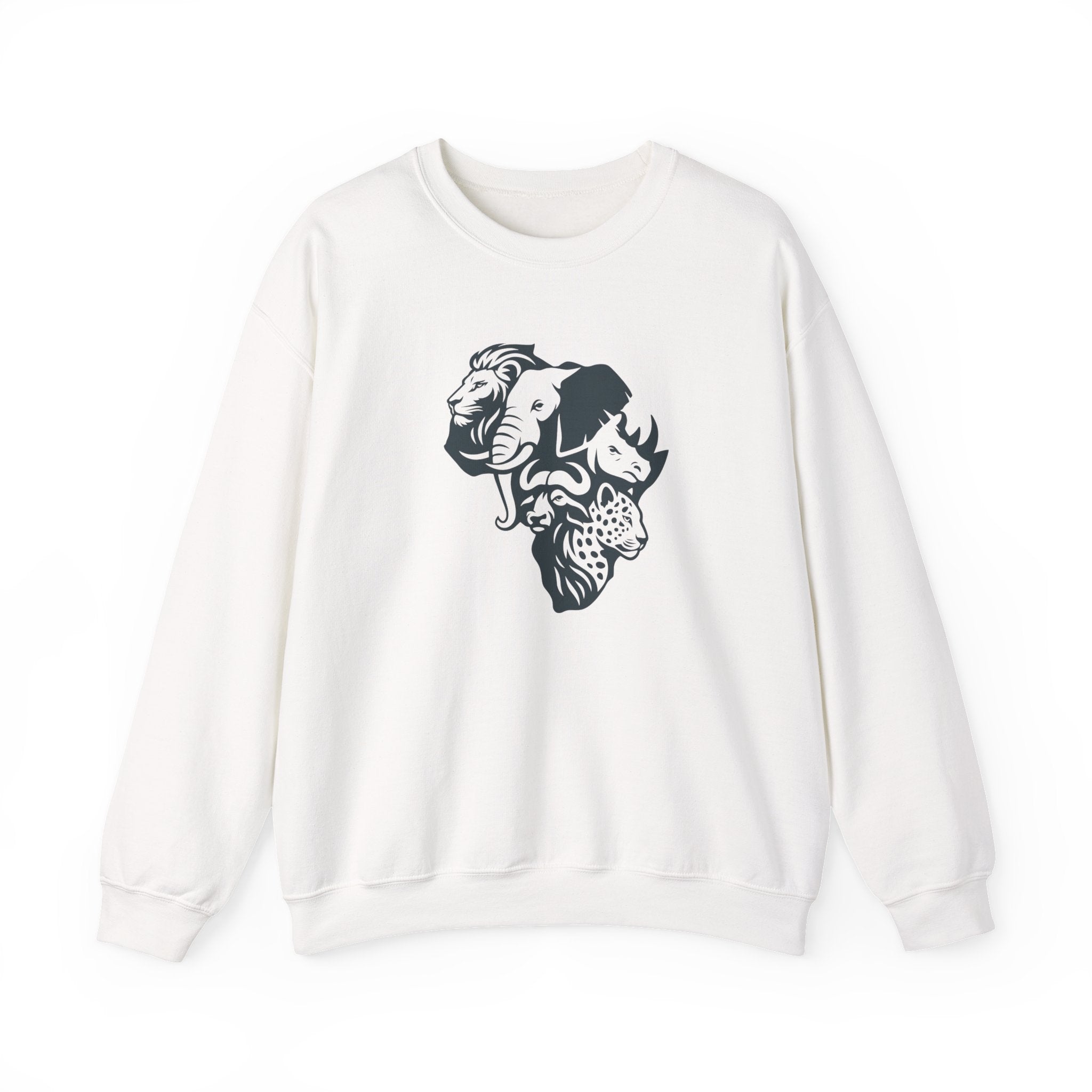 African Big 5 Print Crewneck Sweatshirt, Cozy Sweatshirt, Gift for Animal Lovers, Casual Wear, Unique Design Sweatshirt