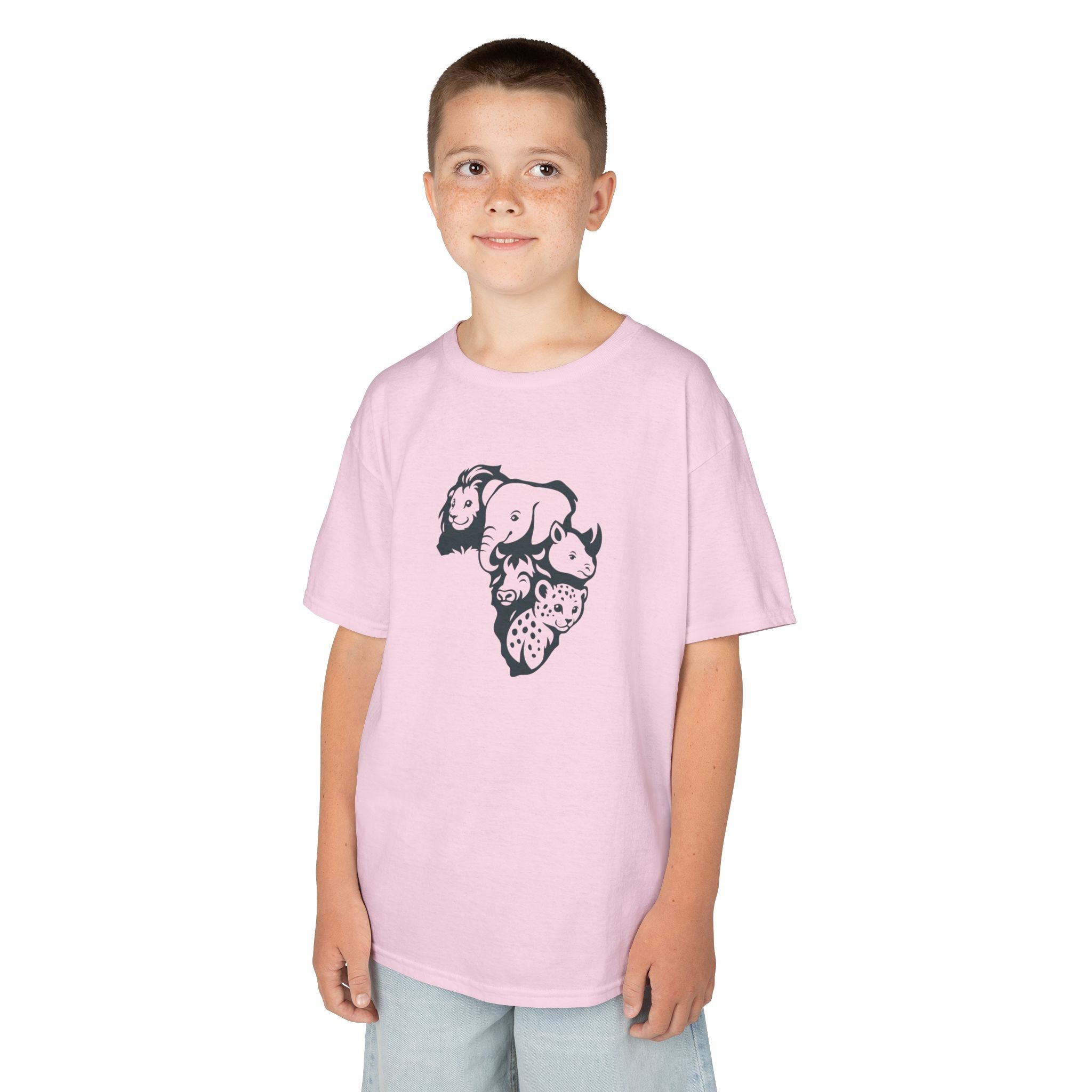 Kids African Big 5 Graphic Tee, Fun T-Shirt for Boys & Girls, Casual Wear, Birthday Gift, Animal Design Tee