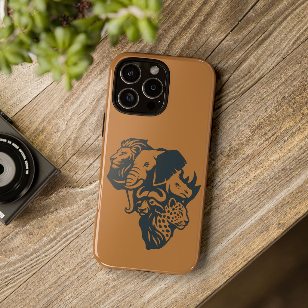 Big 5 African Phone Case, Wildlife Lover Gift, Tough Phone Cover, African Animal Design, Stylish Mobile Accessory