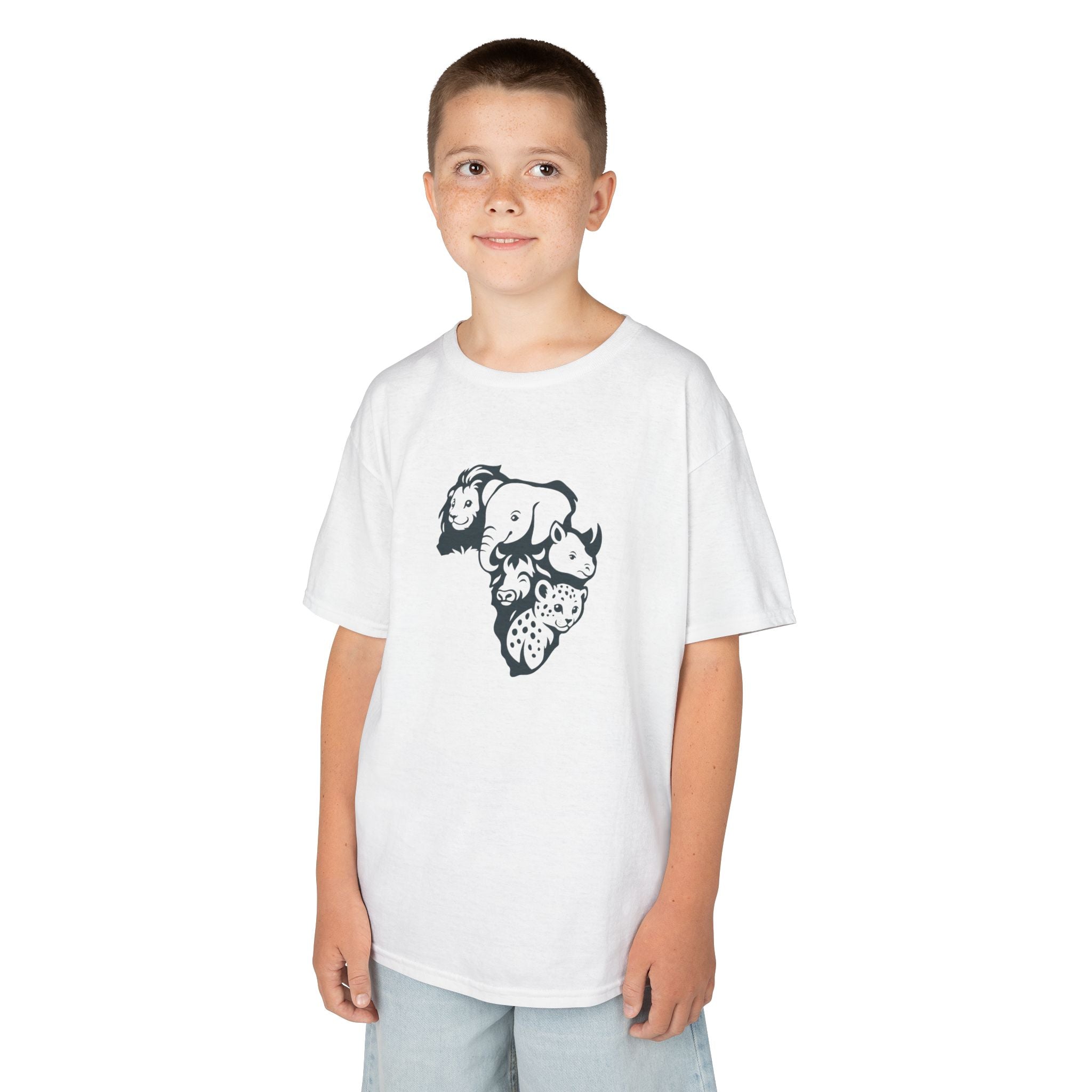 Kids African Big 5 Graphic Tee, Fun T-Shirt for Boys & Girls, Casual Wear, Birthday Gift, Animal Design Tee
