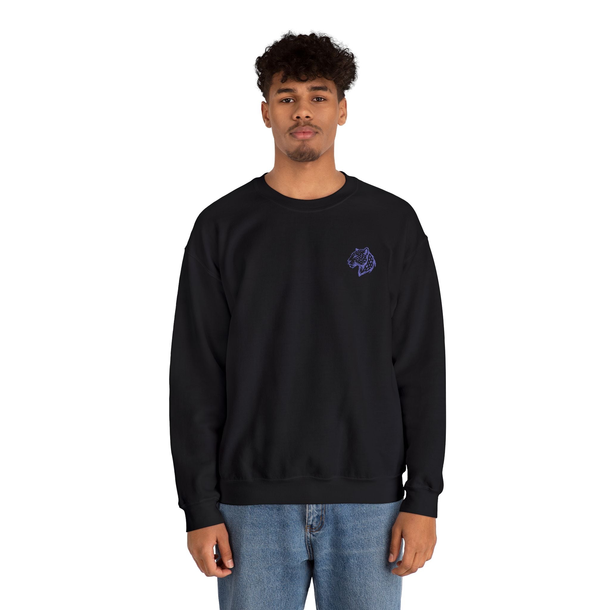 Leopard Minimalist Unisex Heavy Blend™ Crewneck Sweatshirt - Cozy Casual Wear, Perfect Gift for Him/Her, Ideal for Fall/Winter