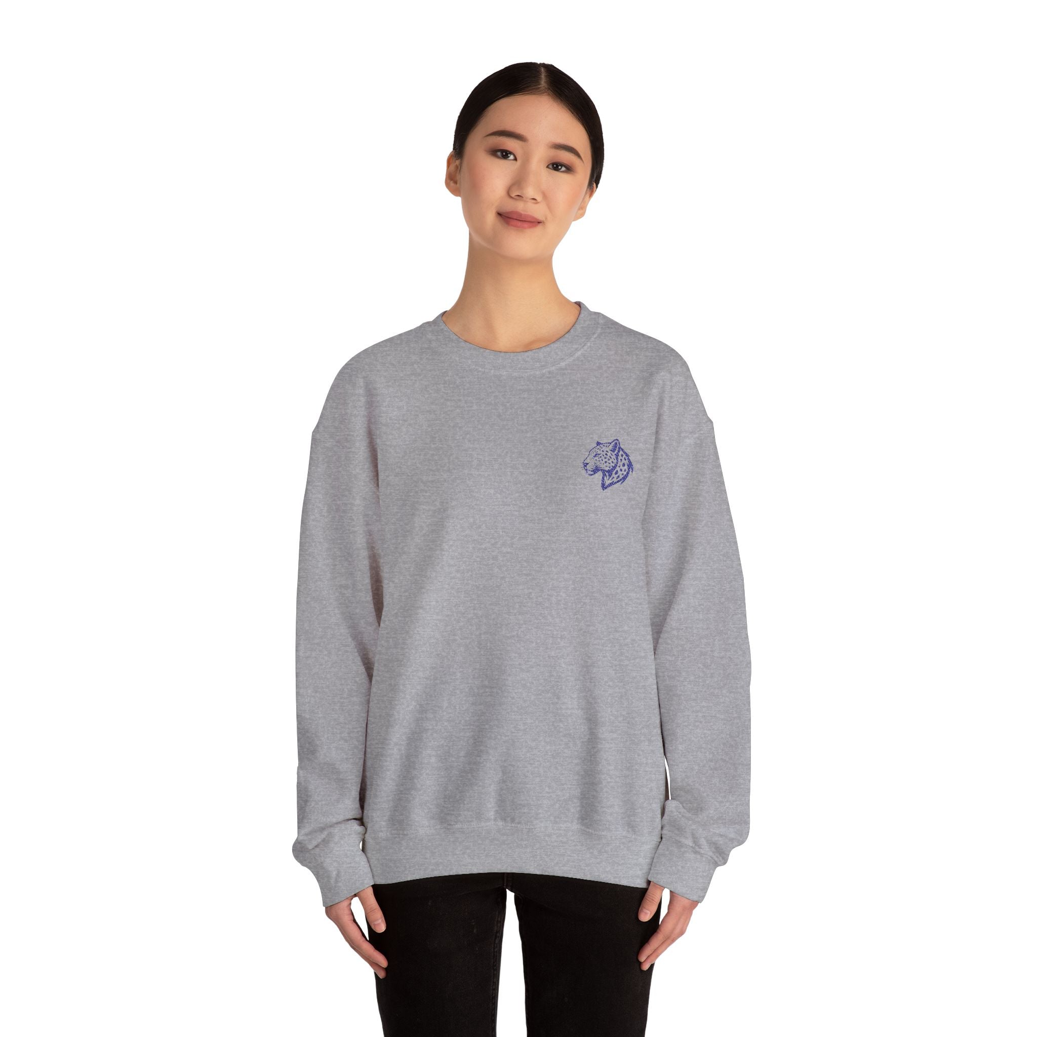 Leopard Minimalist Unisex Heavy Blend™ Crewneck Sweatshirt - Cozy Casual Wear, Perfect Gift for Him/Her, Ideal for Fall/Winter