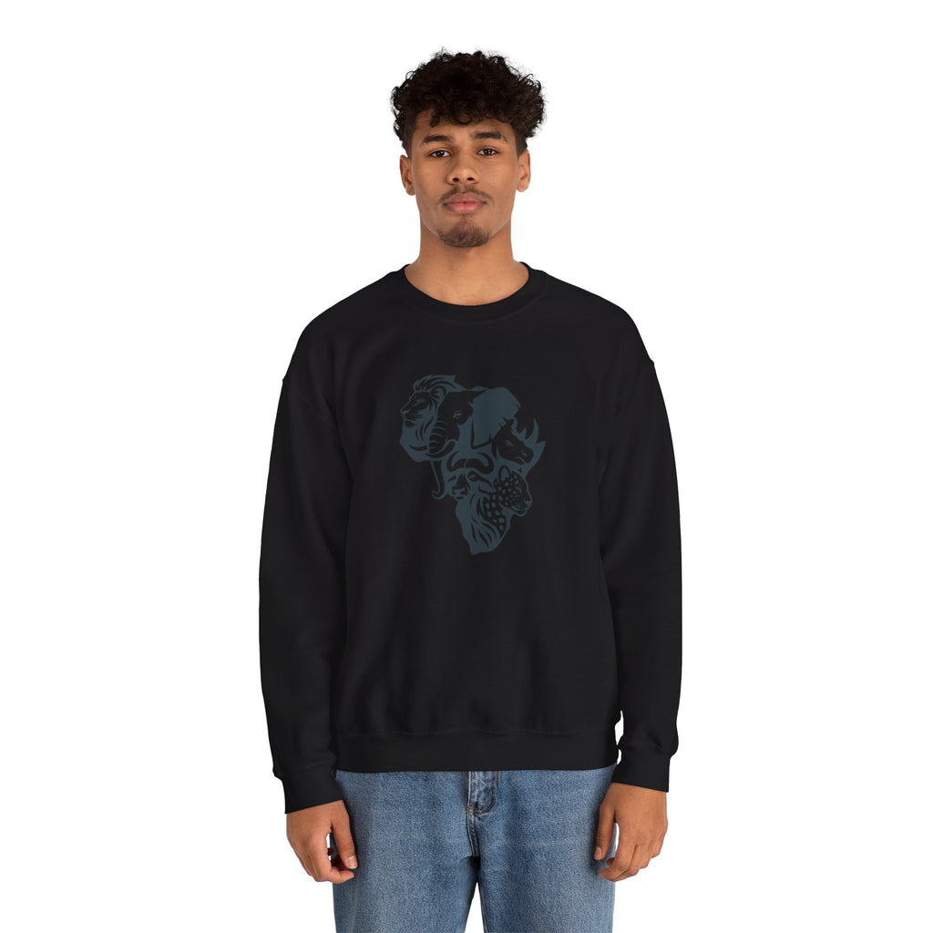 African Big 5 Print Crewneck Sweatshirt, Cozy Sweatshirt, Gift for Animal Lovers, Casual Wear, Unique Design Sweatshirt