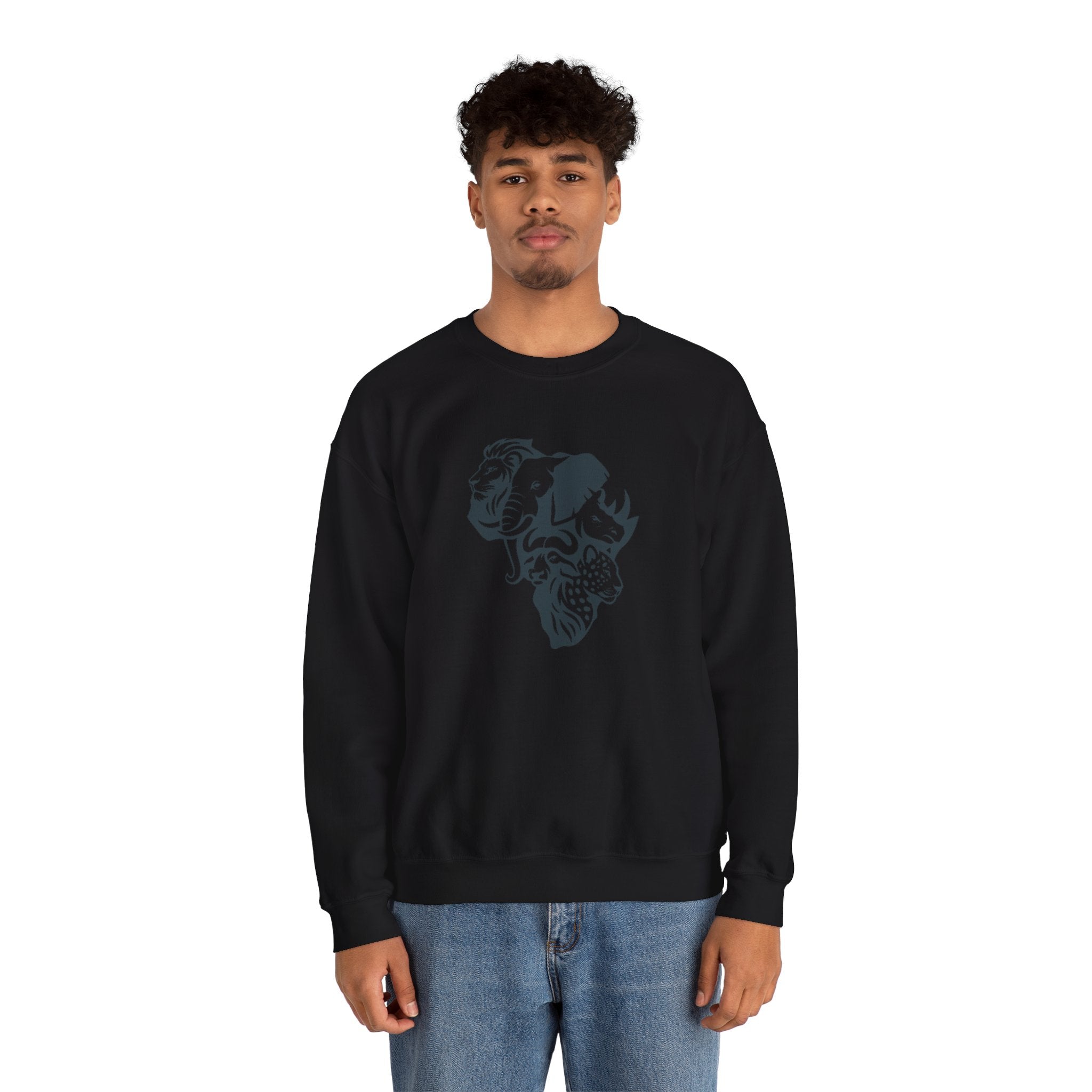 African Big 5 Print Crewneck Sweatshirt, Cozy Sweatshirt, Gift for Animal Lovers, Casual Wear, Unique Design Sweatshirt