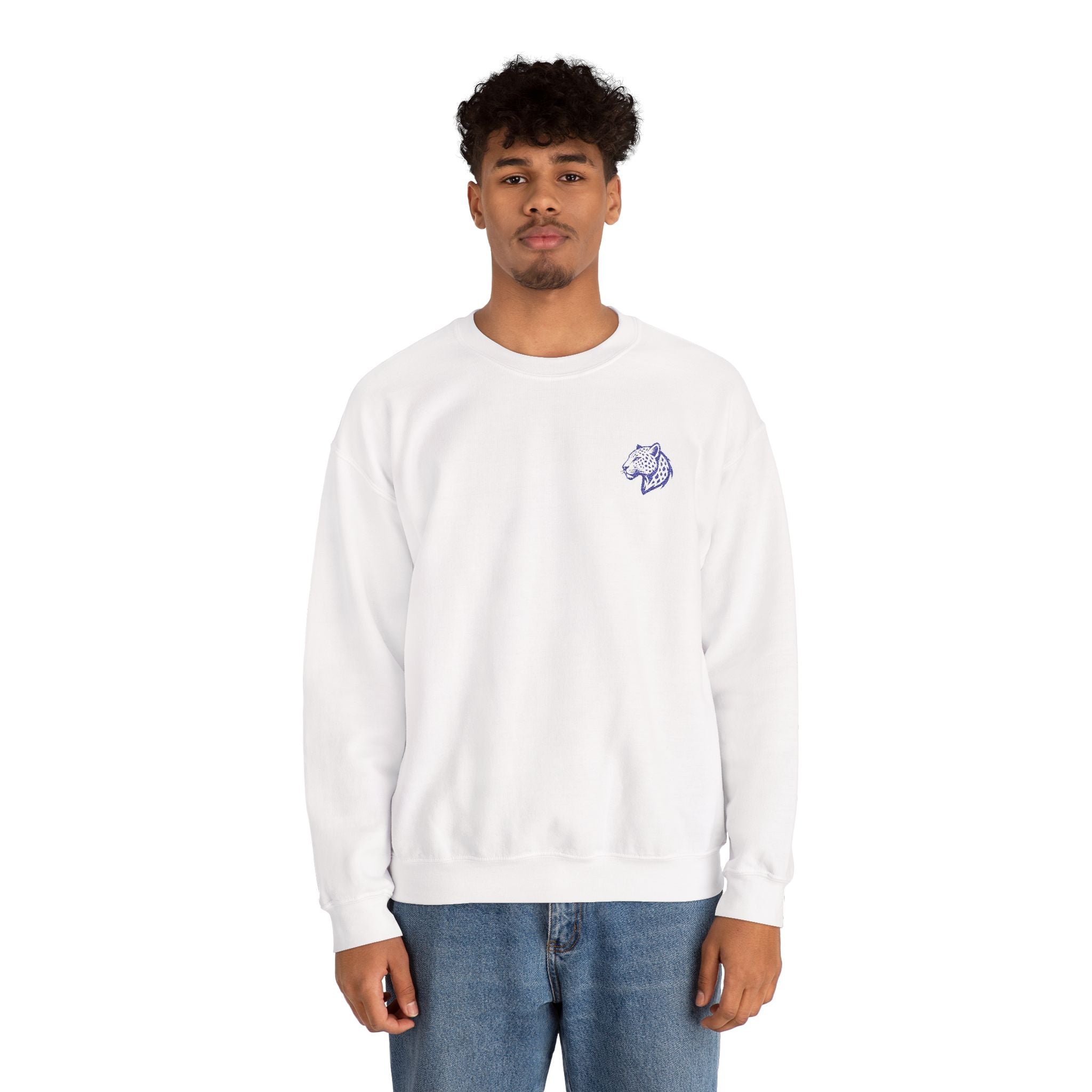 Leopard Minimalist Unisex Heavy Blend™ Crewneck Sweatshirt - Cozy Casual Wear, Perfect Gift for Him/Her, Ideal for Fall/Winter