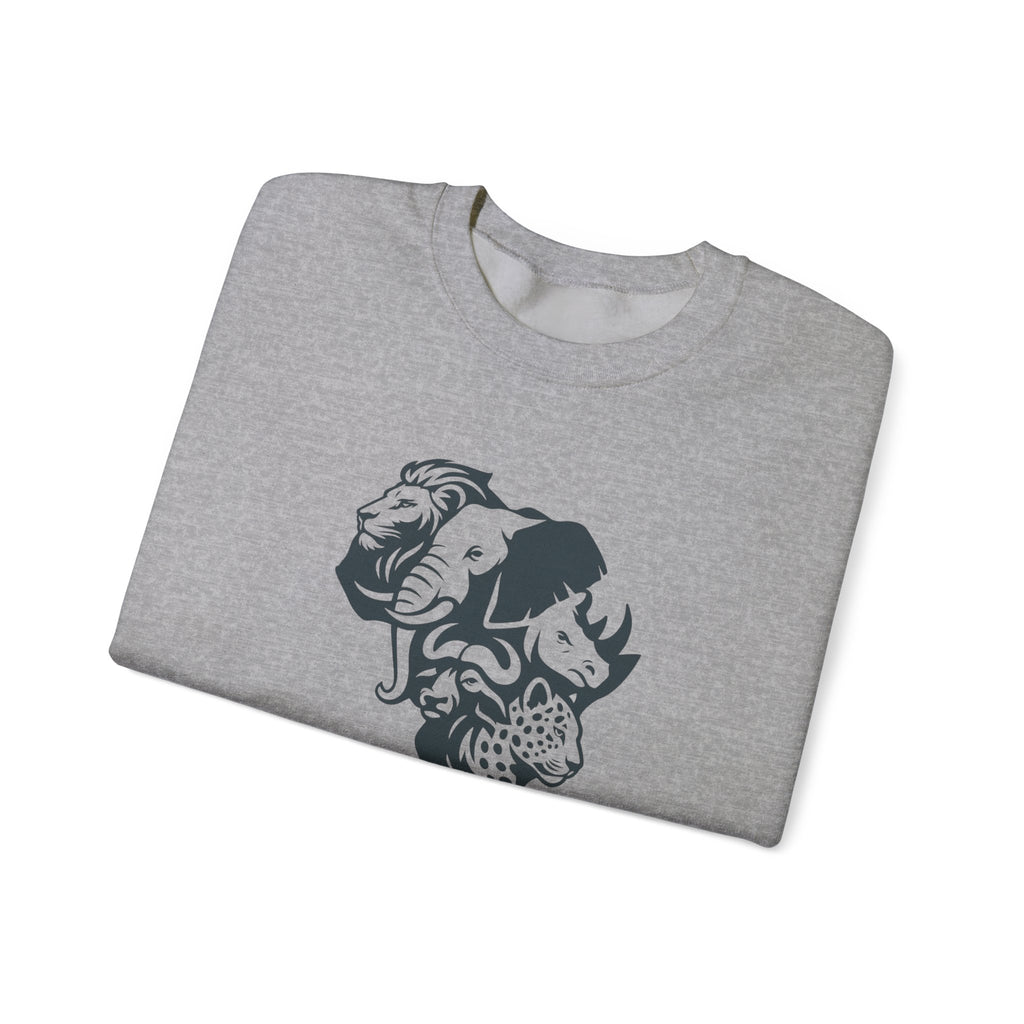 African Big 5 Print Crewneck Sweatshirt, Cozy Sweatshirt, Gift for Animal Lovers, Casual Wear, Unique Design Sweatshirt
