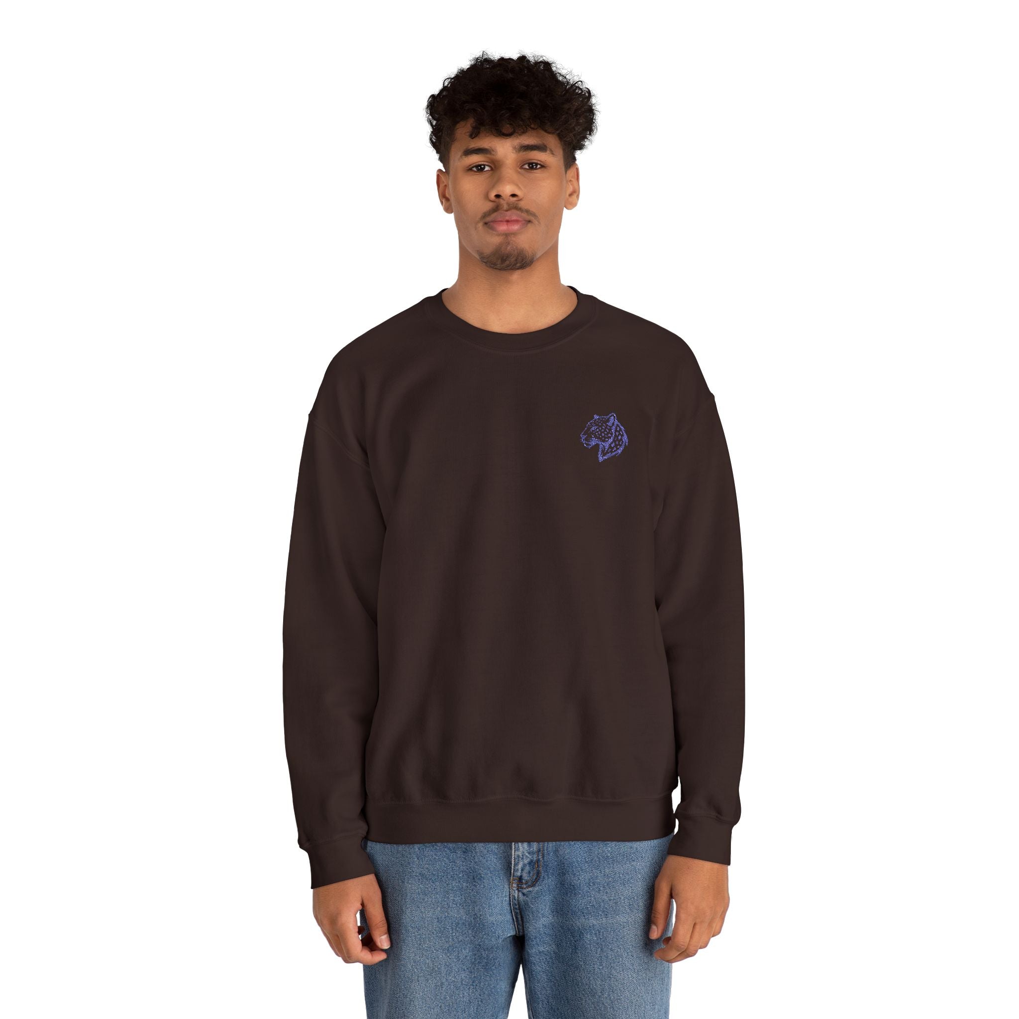 Leopard Minimalist Unisex Heavy Blend™ Crewneck Sweatshirt - Cozy Casual Wear, Perfect Gift for Him/Her, Ideal for Fall/Winter
