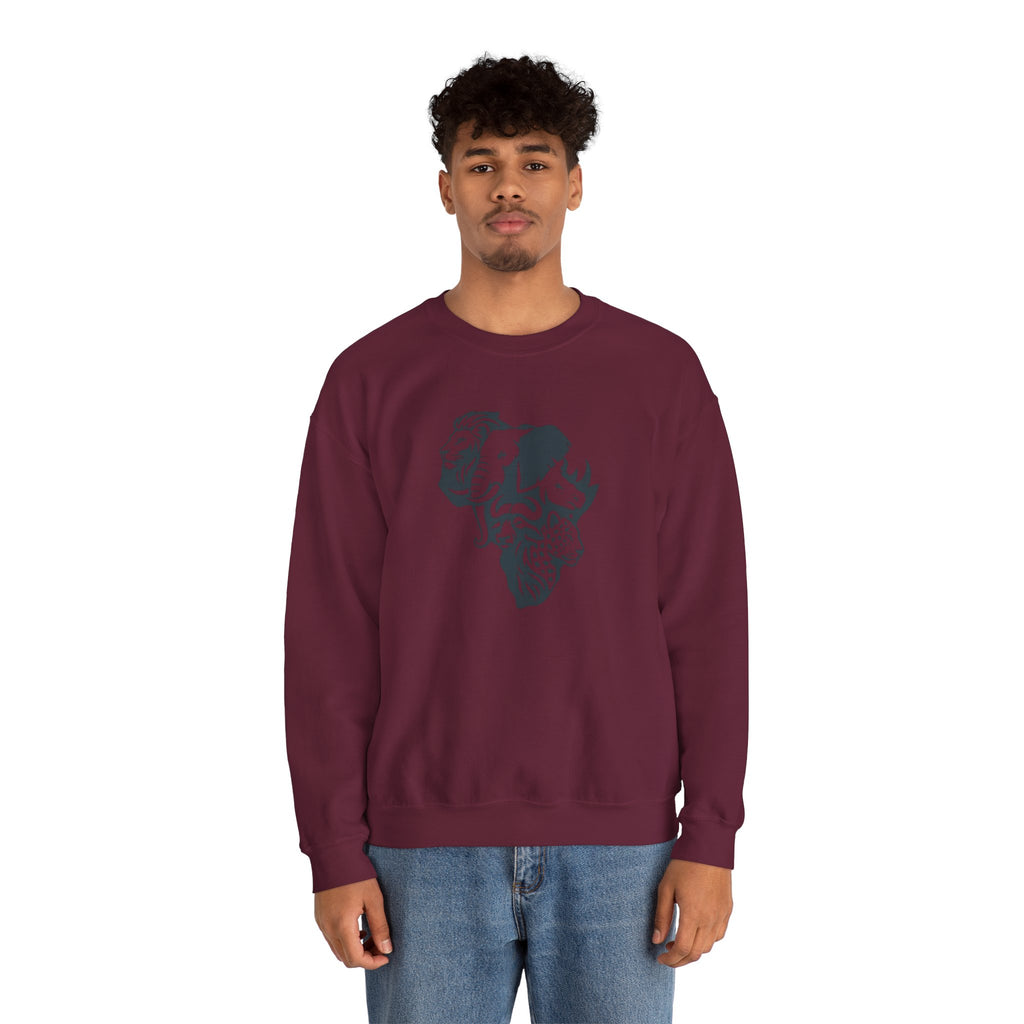 African Big 5 Print Crewneck Sweatshirt, Cozy Sweatshirt, Gift for Animal Lovers, Casual Wear, Unique Design Sweatshirt