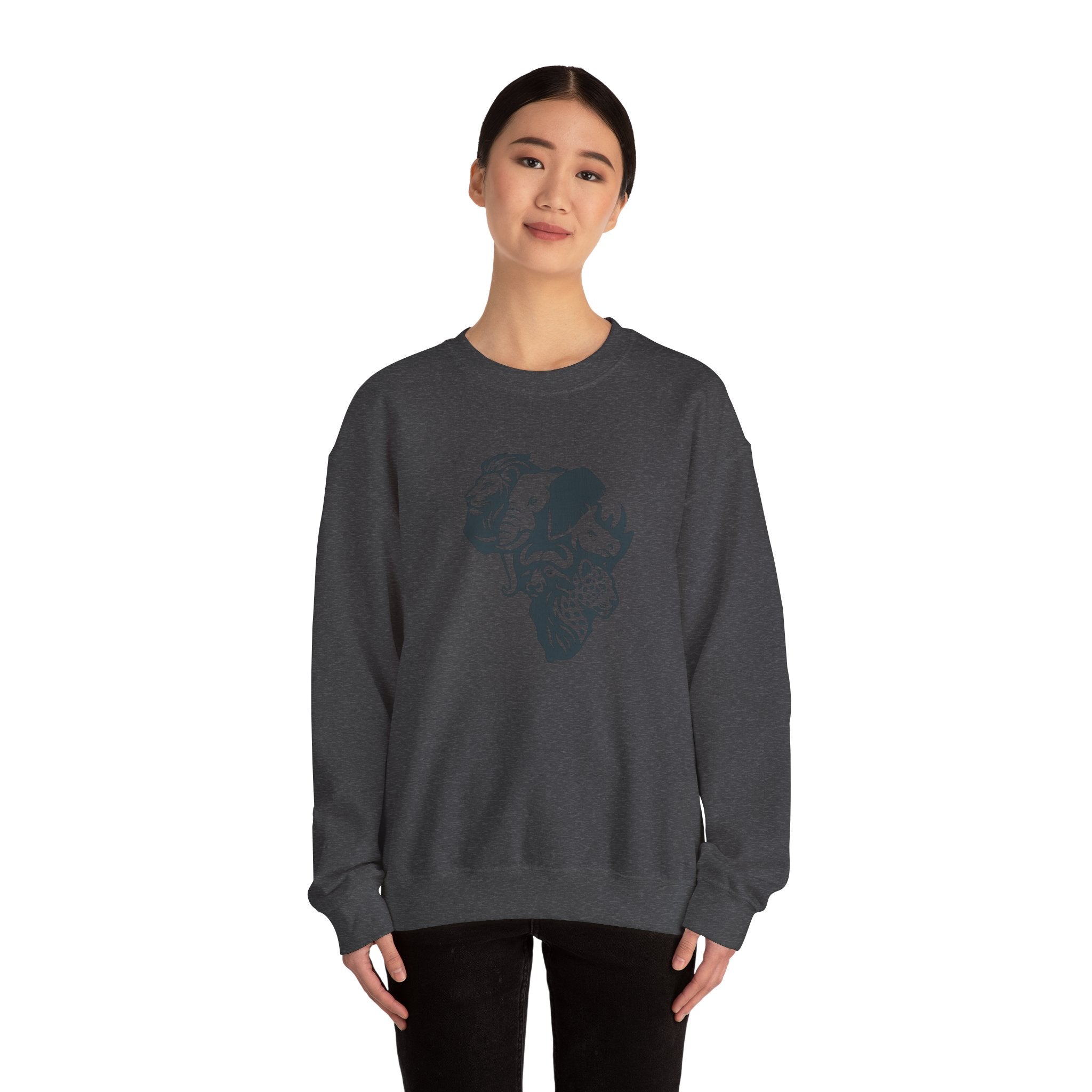 African Big 5 Print Crewneck Sweatshirt, Cozy Sweatshirt, Gift for Animal Lovers, Casual Wear, Unique Design Sweatshirt
