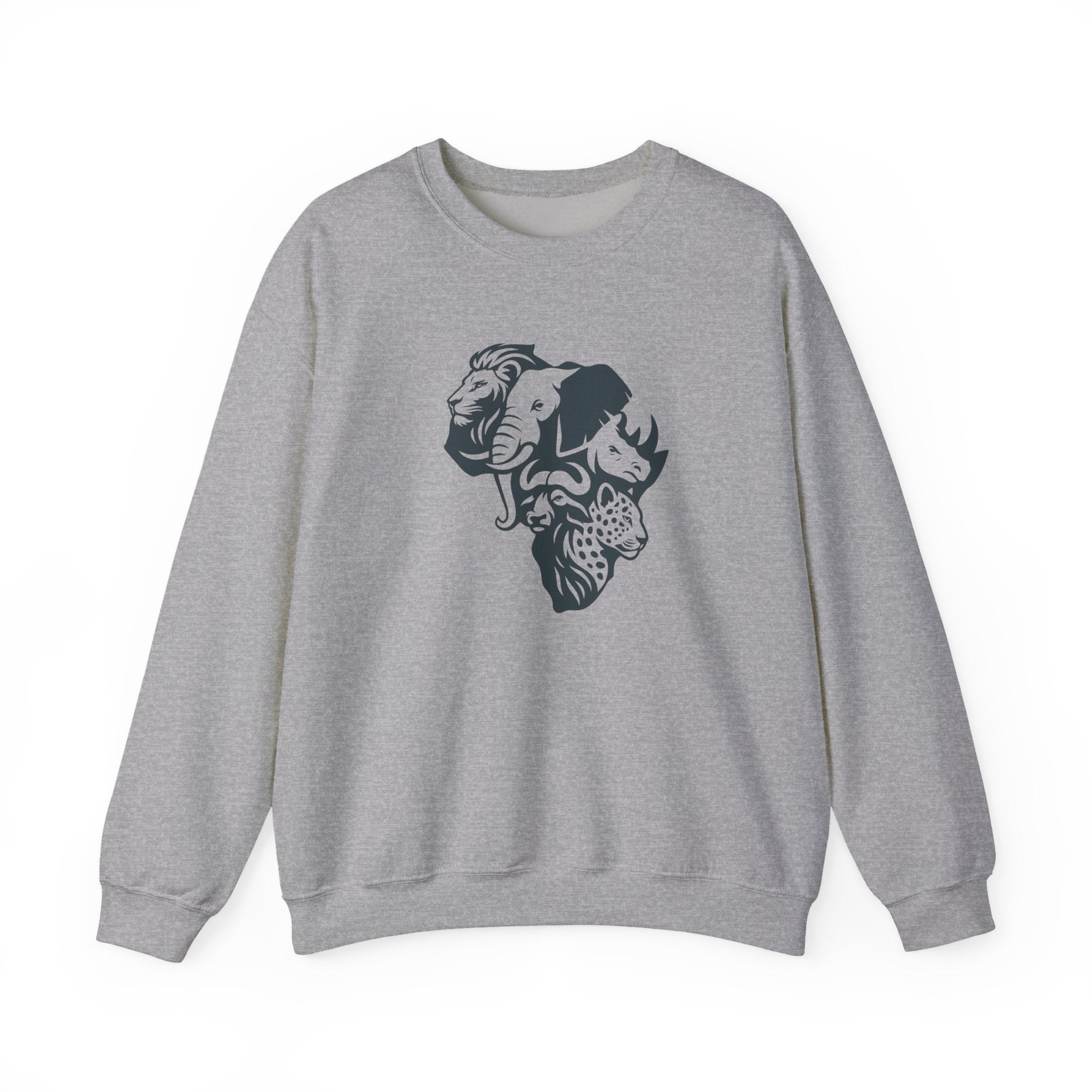 African Big 5 Print Crewneck Sweatshirt, Cozy Sweatshirt, Gift for Animal Lovers, Casual Wear, Unique Design Sweatshirt