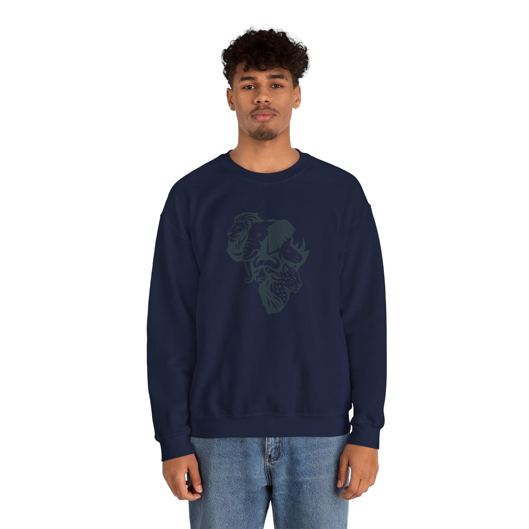 African Big 5 Print Crewneck Sweatshirt, Cozy Sweatshirt, Gift for Animal Lovers, Casual Wear, Unique Design Sweatshirt