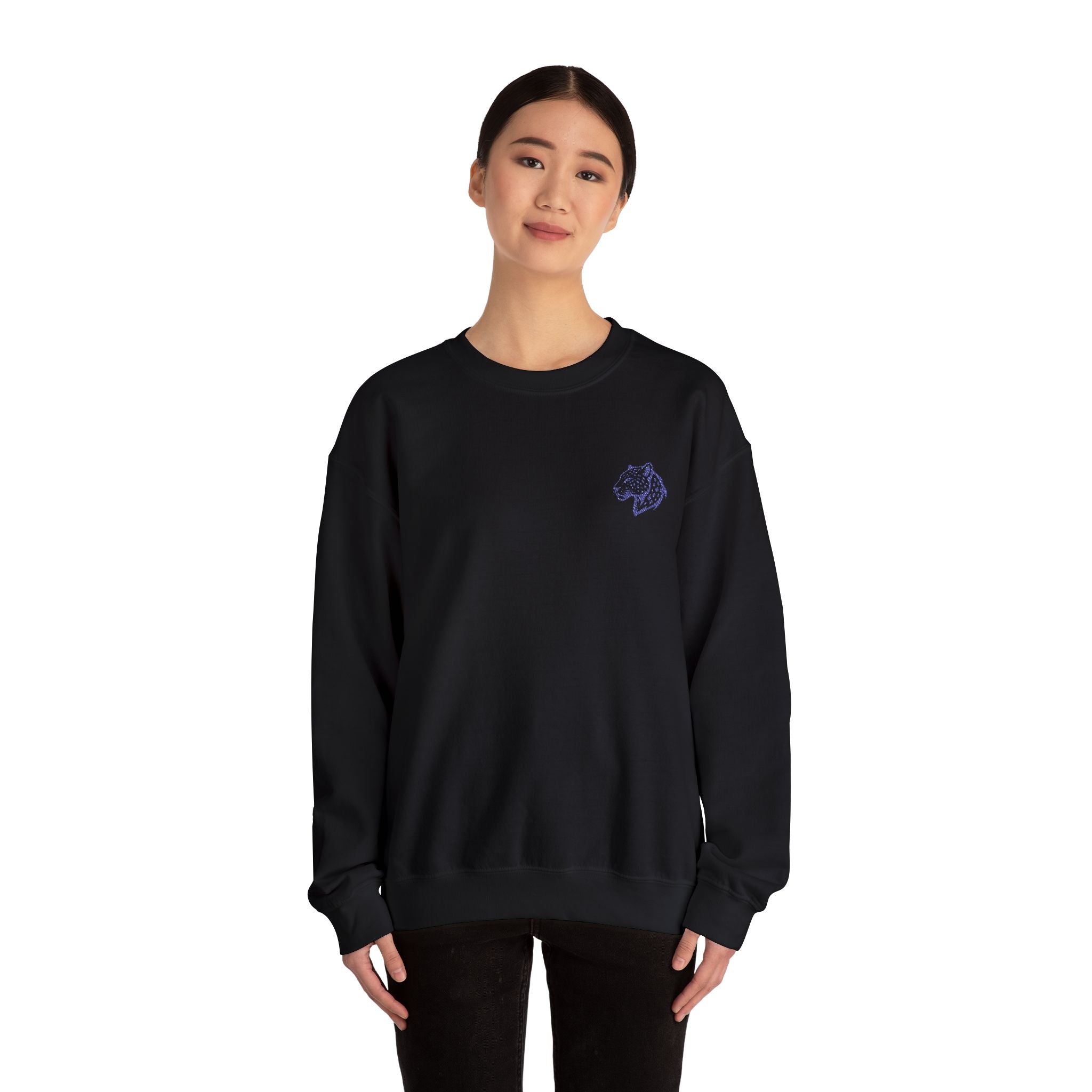 Leopard Minimalist Unisex Heavy Blend™ Crewneck Sweatshirt - Cozy Casual Wear, Perfect Gift for Him/Her, Ideal for Fall/Winter