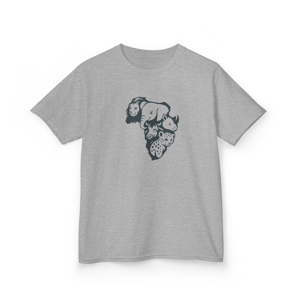 Kids African Big 5 Graphic Tee, Fun T-Shirt for Boys & Girls, Casual Wear, Birthday Gift, Animal Design Tee