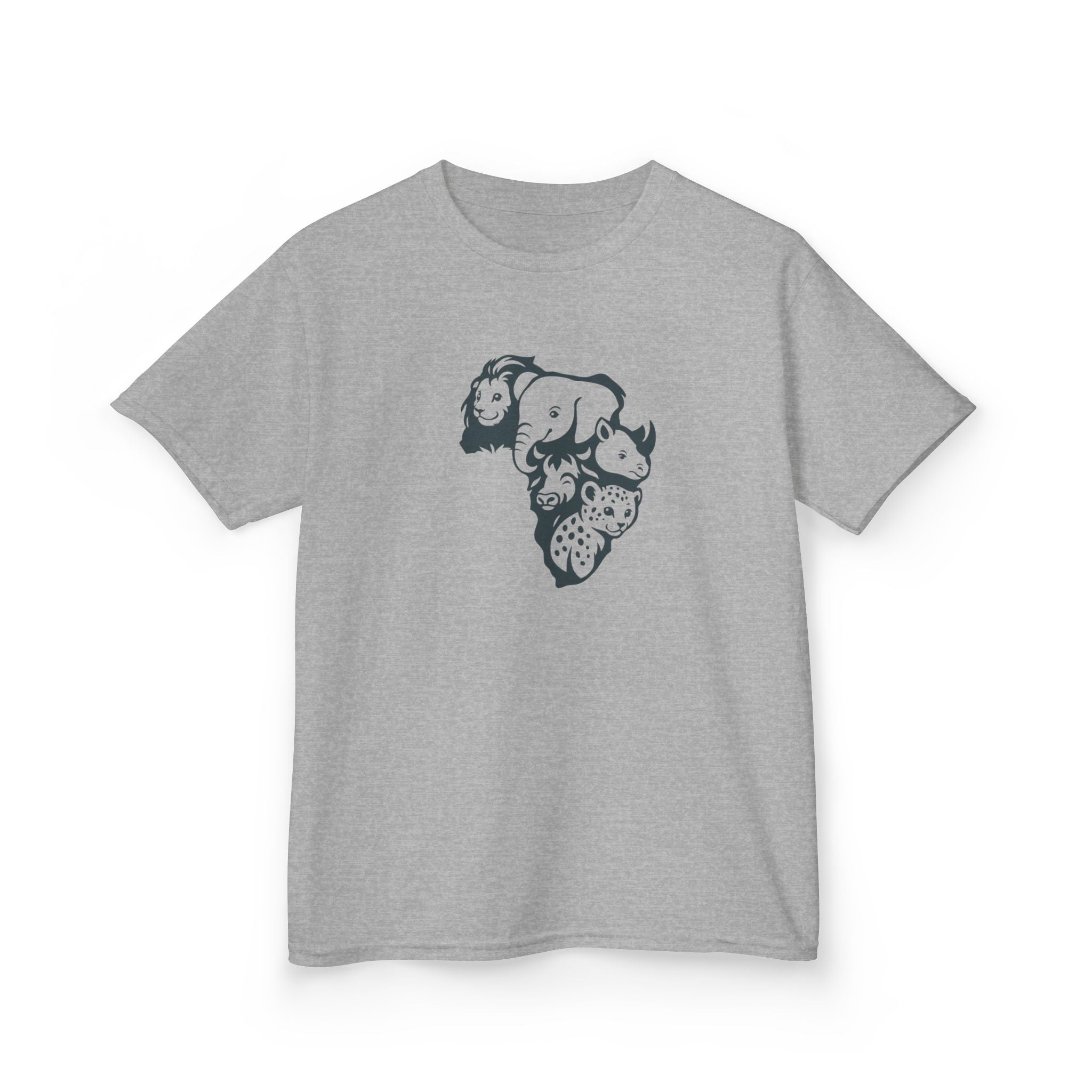Kids African Big 5 Graphic Tee, Fun T-Shirt for Boys & Girls, Casual Wear, Birthday Gift, Animal Design Tee