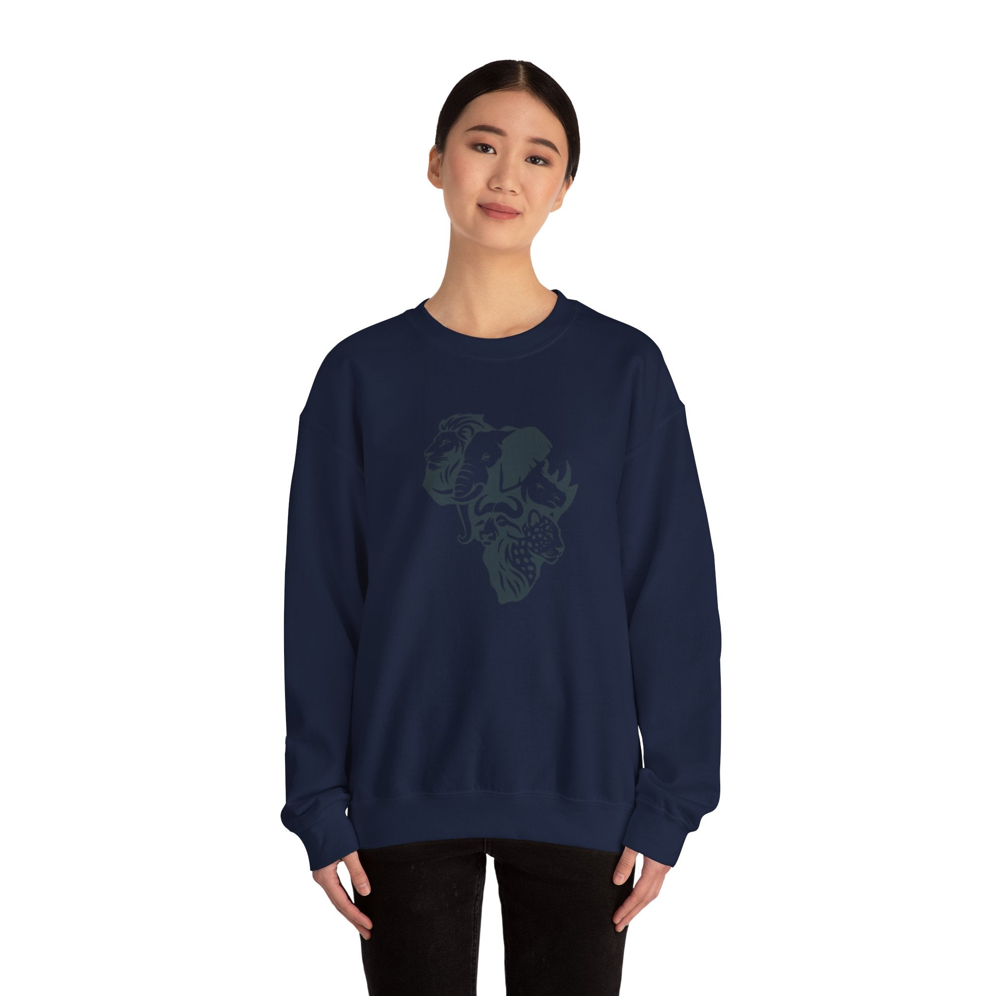 African Big 5 Print Crewneck Sweatshirt, Cozy Sweatshirt, Gift for Animal Lovers, Casual Wear, Unique Design Sweatshirt