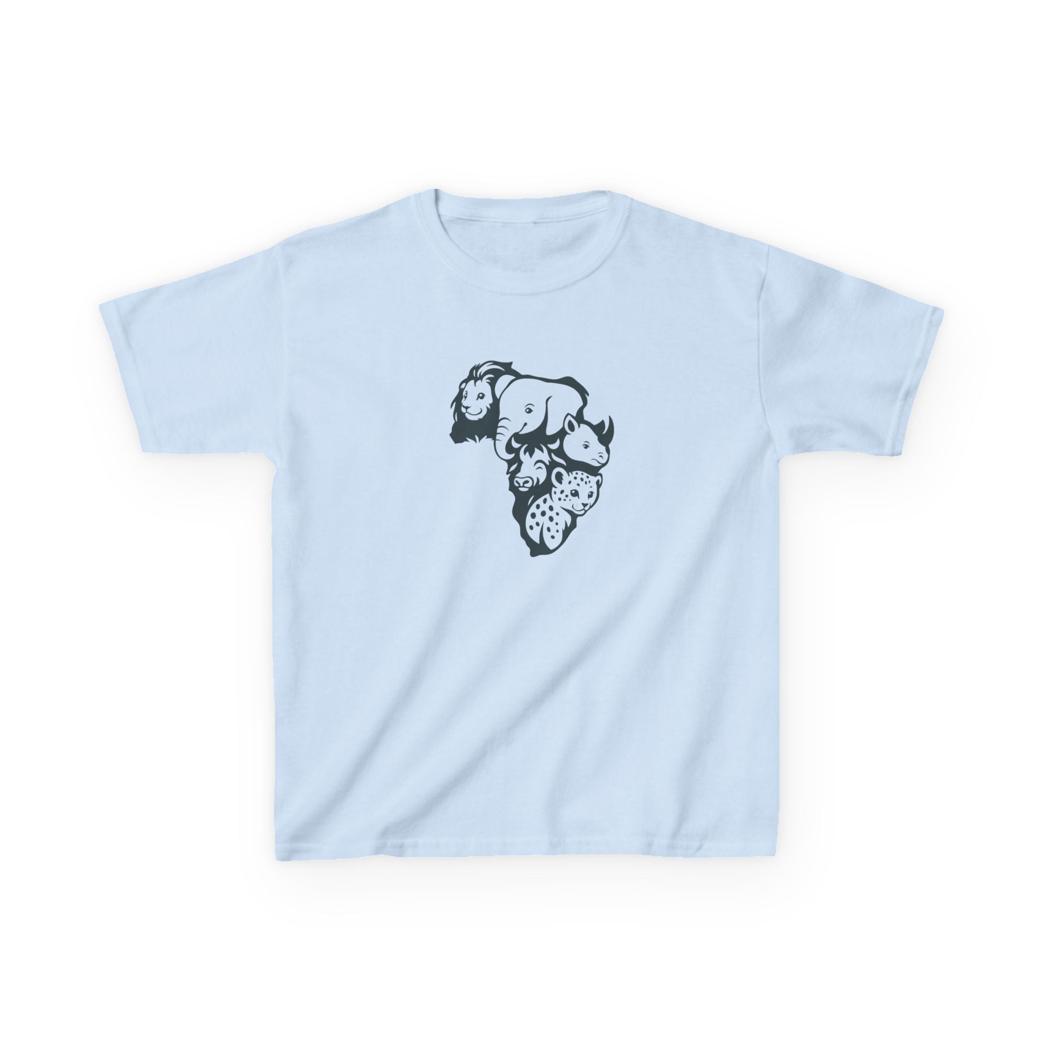 Kids African Big 5 Graphic Tee, Fun T-Shirt for Boys & Girls, Casual Wear, Birthday Gift, Animal Design Tee