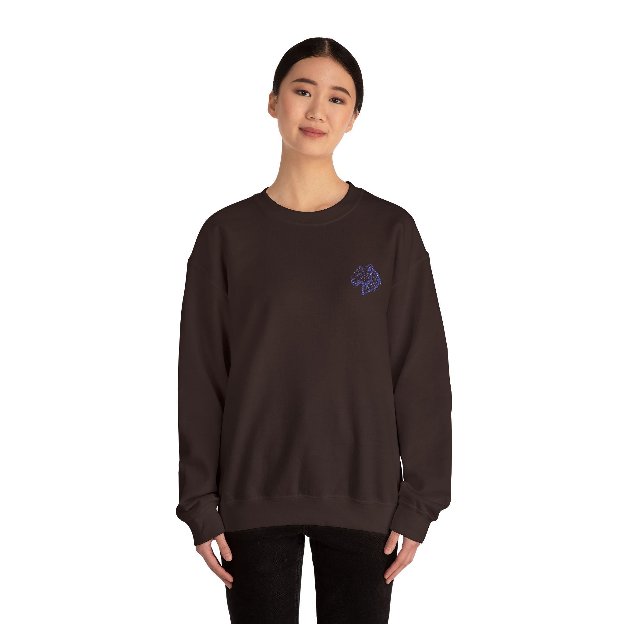 Leopard Minimalist Unisex Heavy Blend™ Crewneck Sweatshirt - Cozy Casual Wear, Perfect Gift for Him/Her, Ideal for Fall/Winter