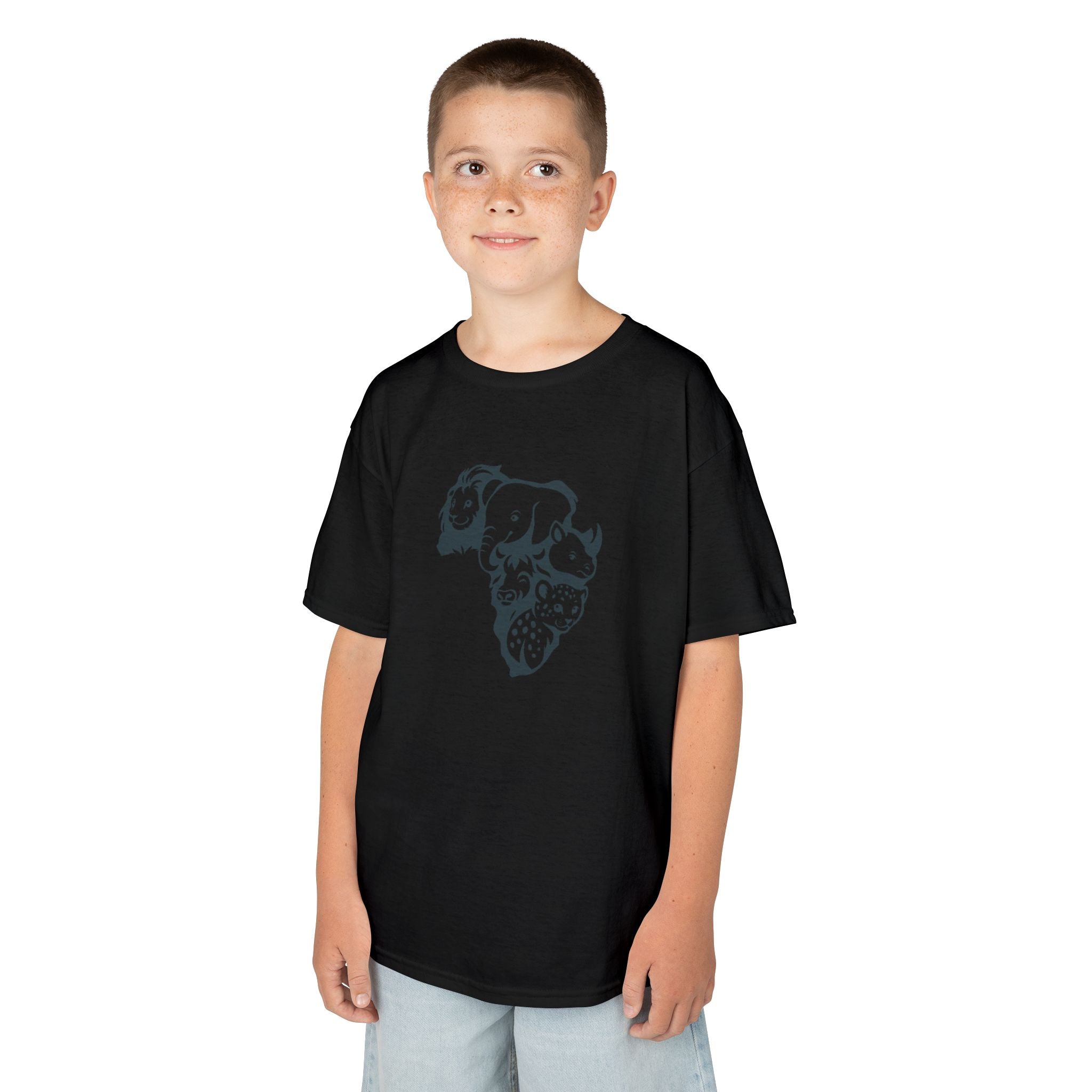 Kids African Big 5 Graphic Tee, Fun T-Shirt for Boys & Girls, Casual Wear, Birthday Gift, Animal Design Tee