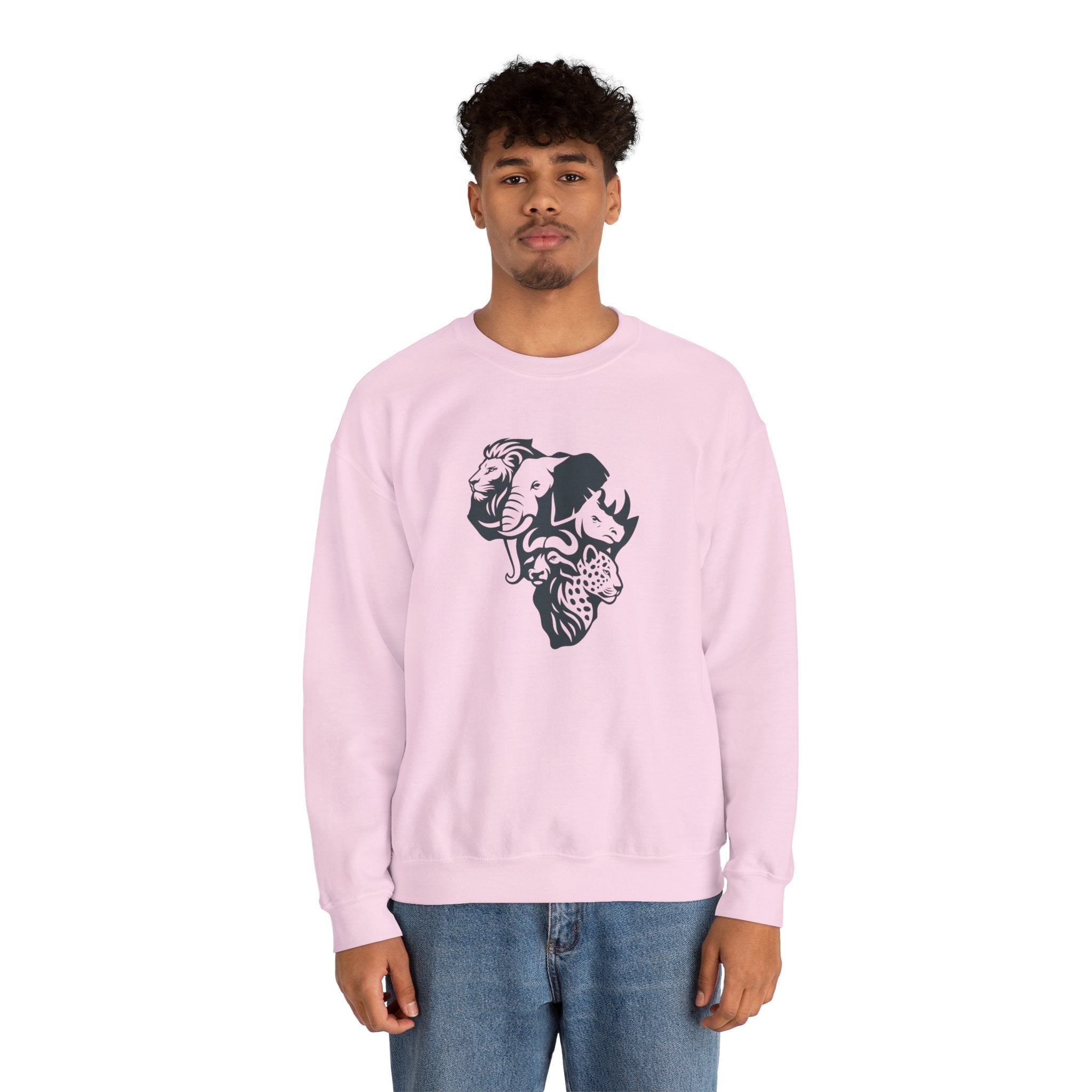 African Big 5 Print Crewneck Sweatshirt, Cozy Sweatshirt, Gift for Animal Lovers, Casual Wear, Unique Design Sweatshirt
